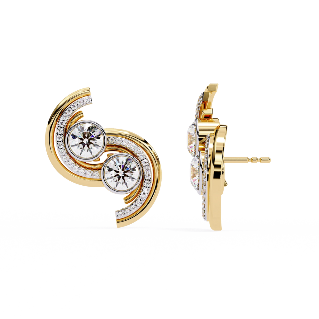 Swirl Diamond Stud Earrings