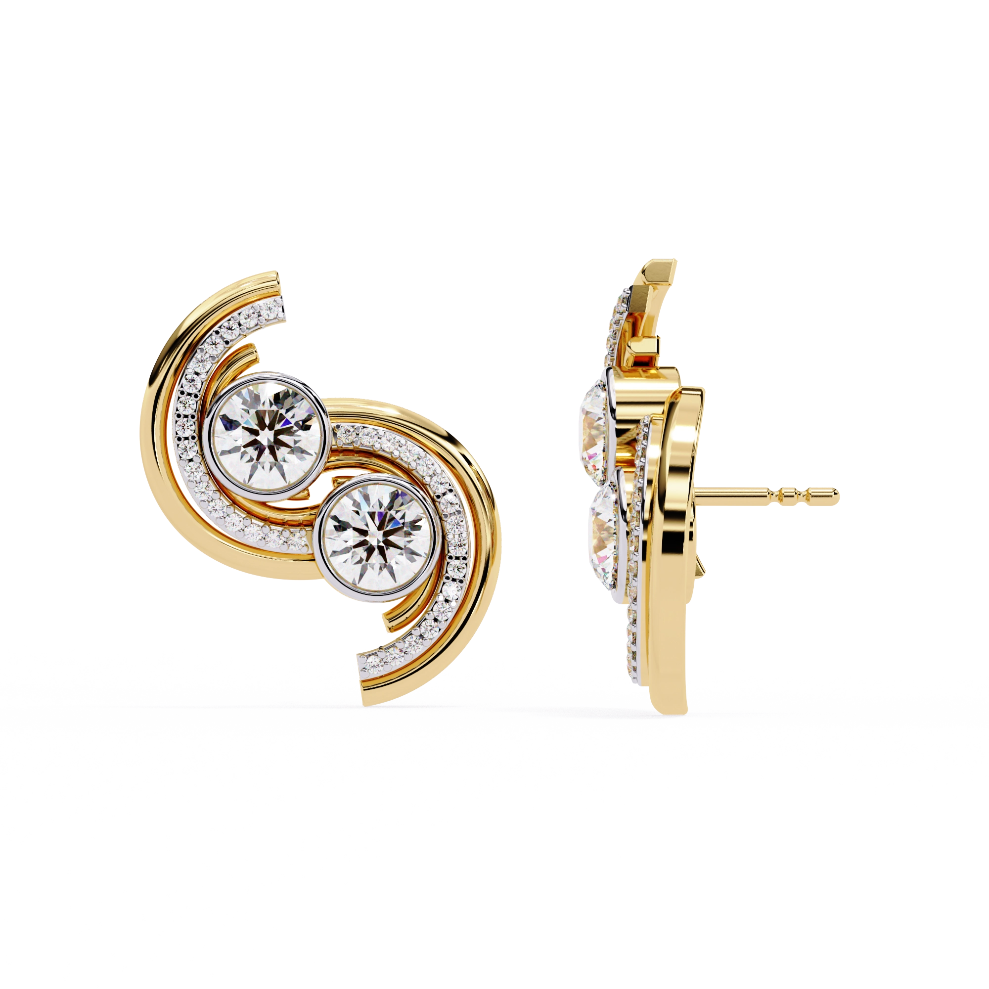 Swirl Diamond Stud Earrings