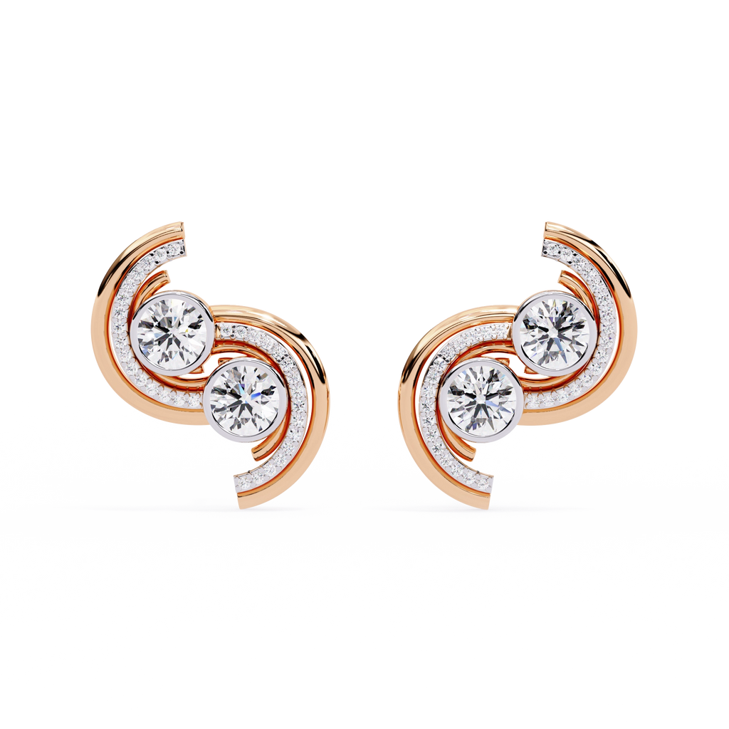 Swirl Diamond Stud Earrings