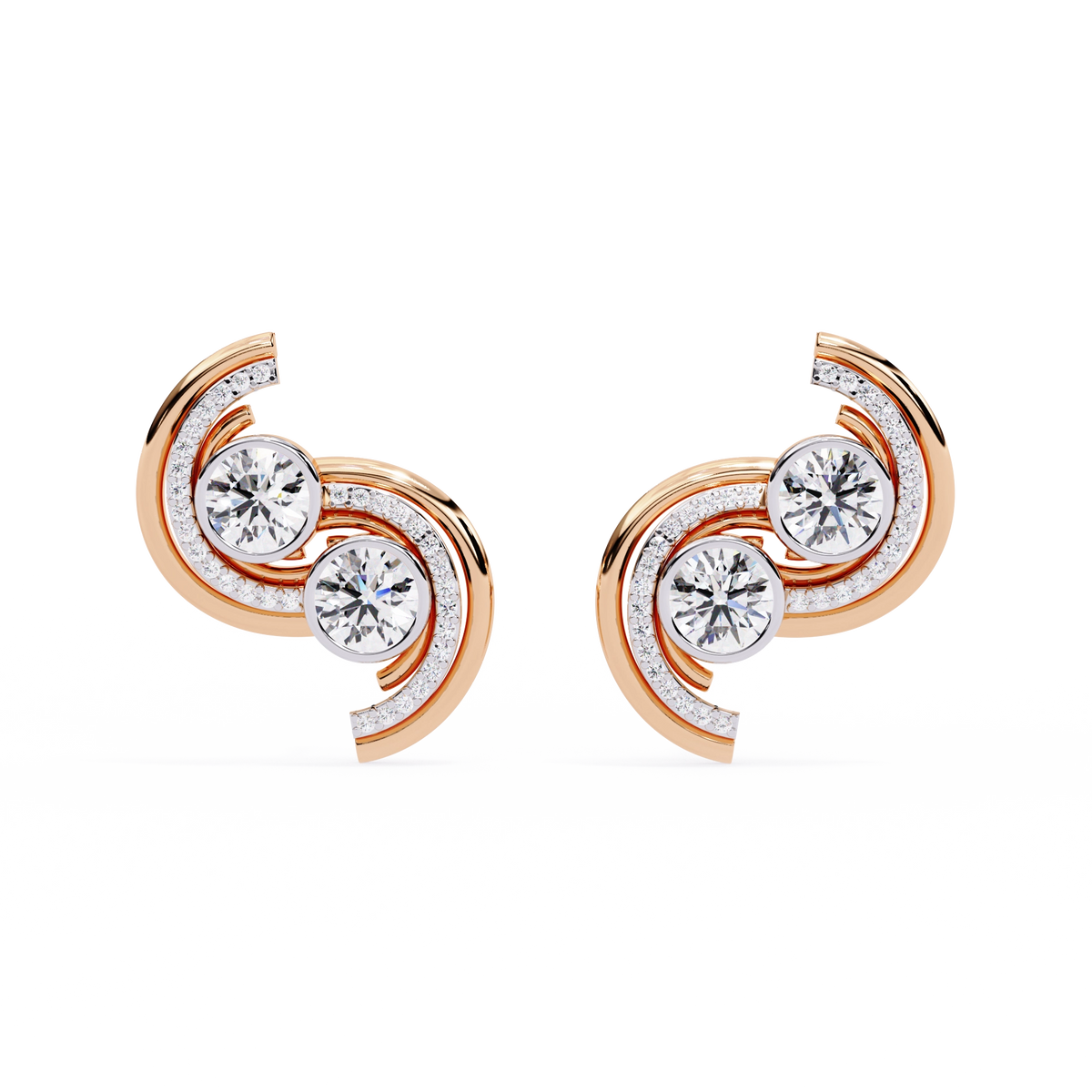Swirl Diamond Stud Earrings