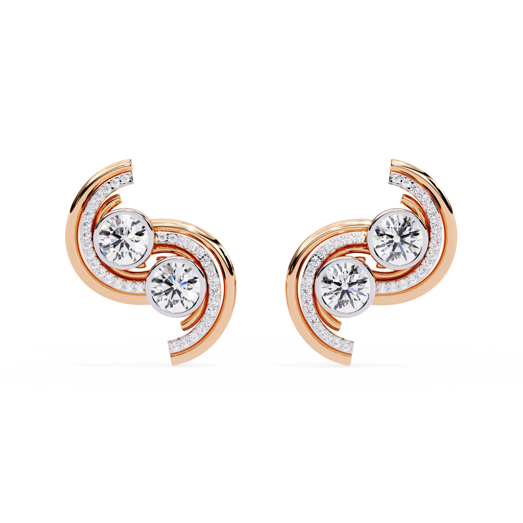 Swirl Diamond Stud Earrings