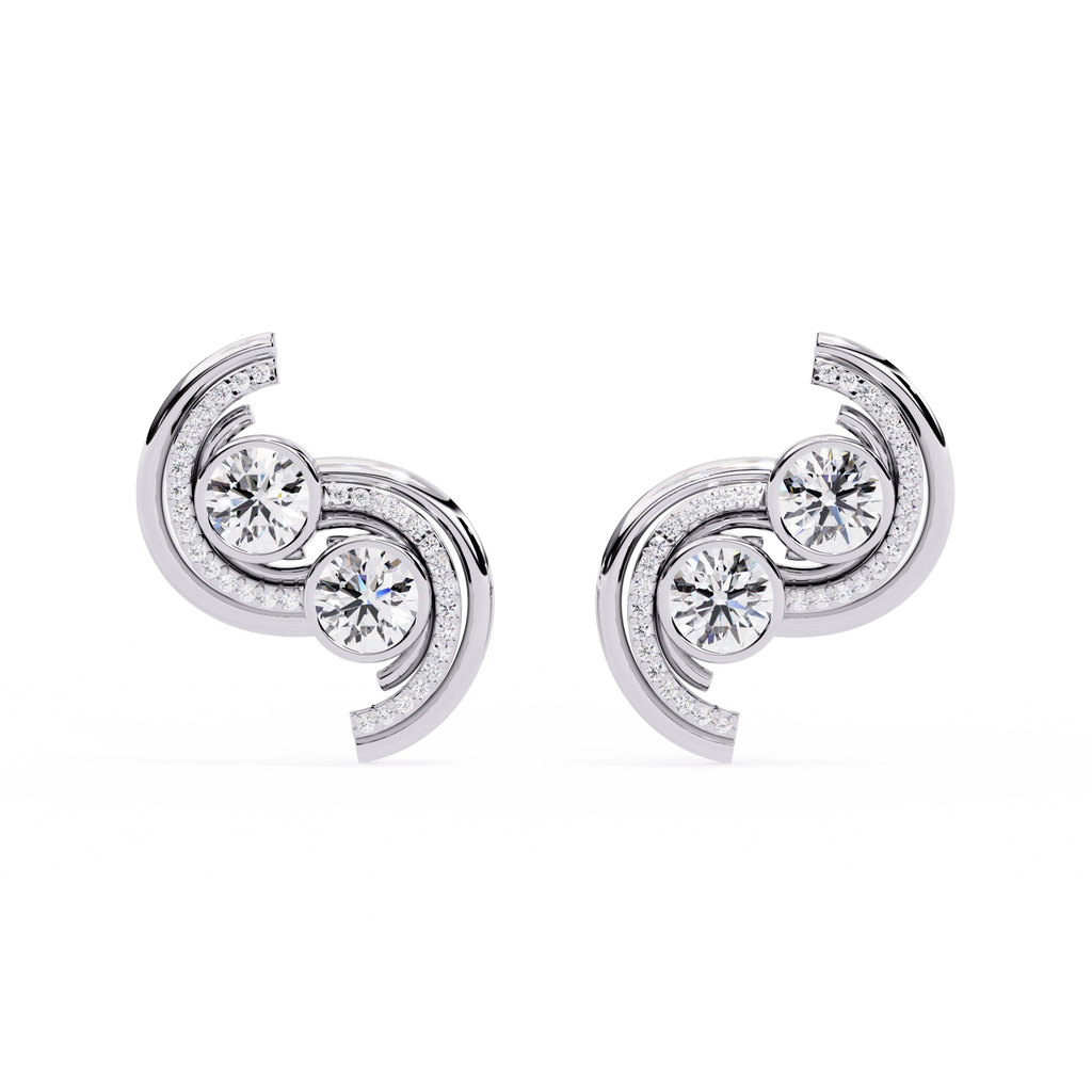 Swirl Diamond Stud Earrings