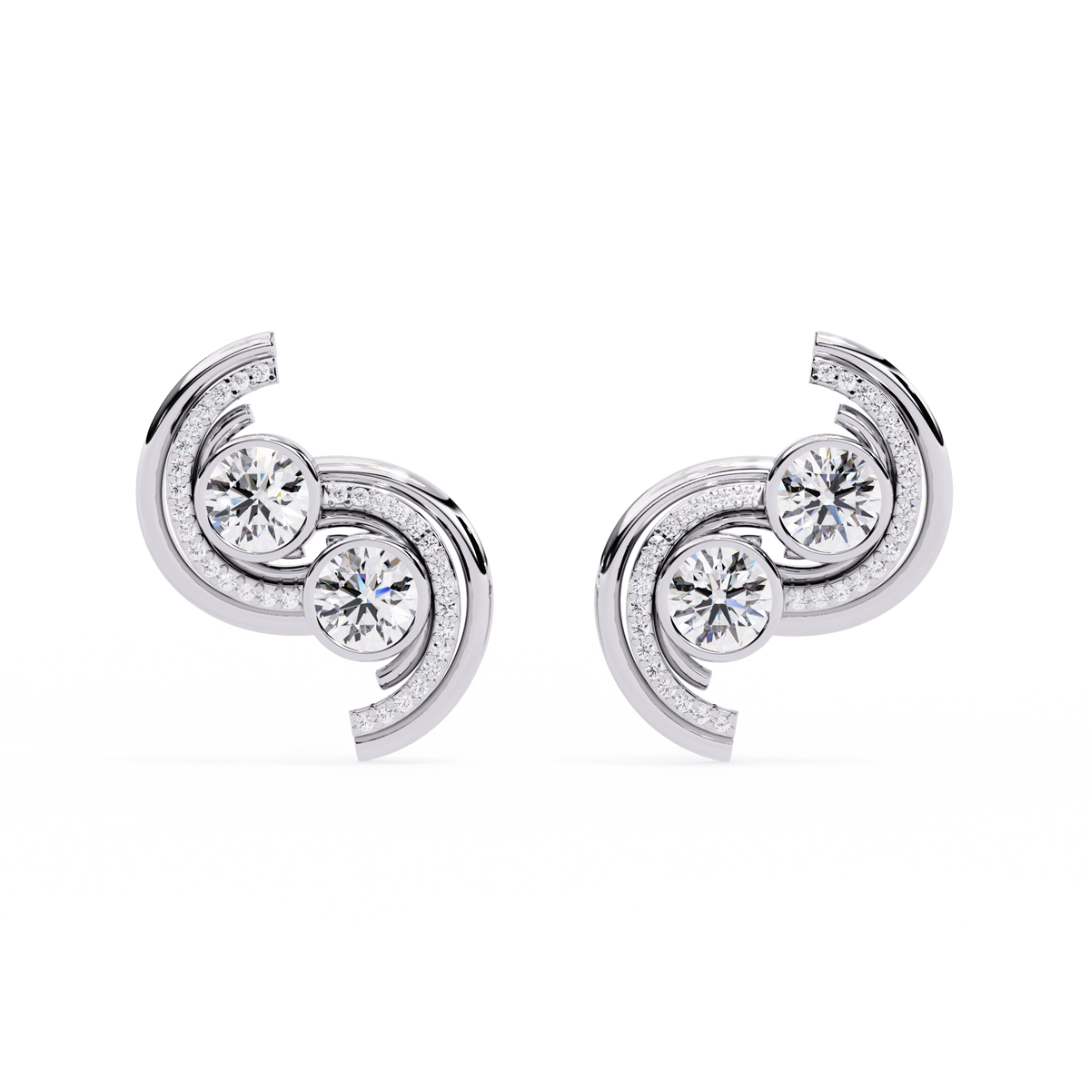 Swirl Diamond Stud Earrings