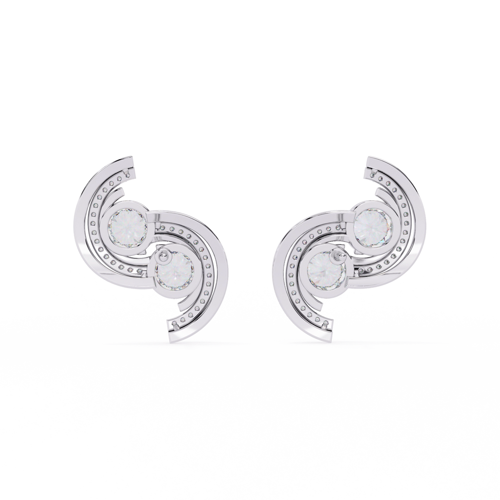 Swirl Diamond Stud Earrings