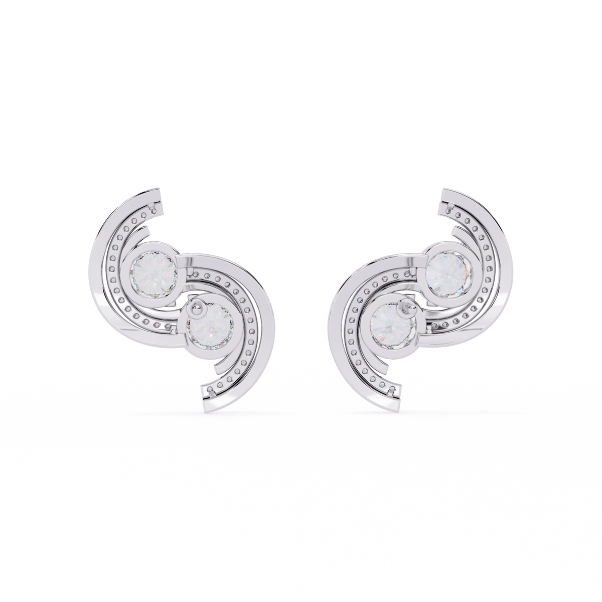 Swirl Diamond Stud Earrings