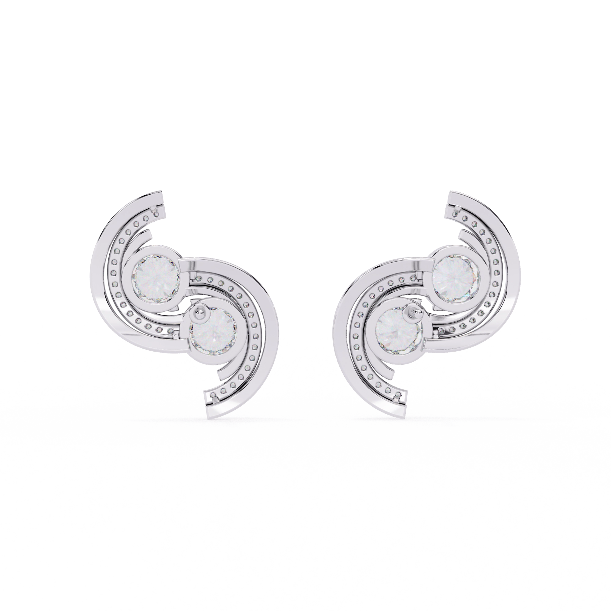 Swirl Diamond Stud Earrings