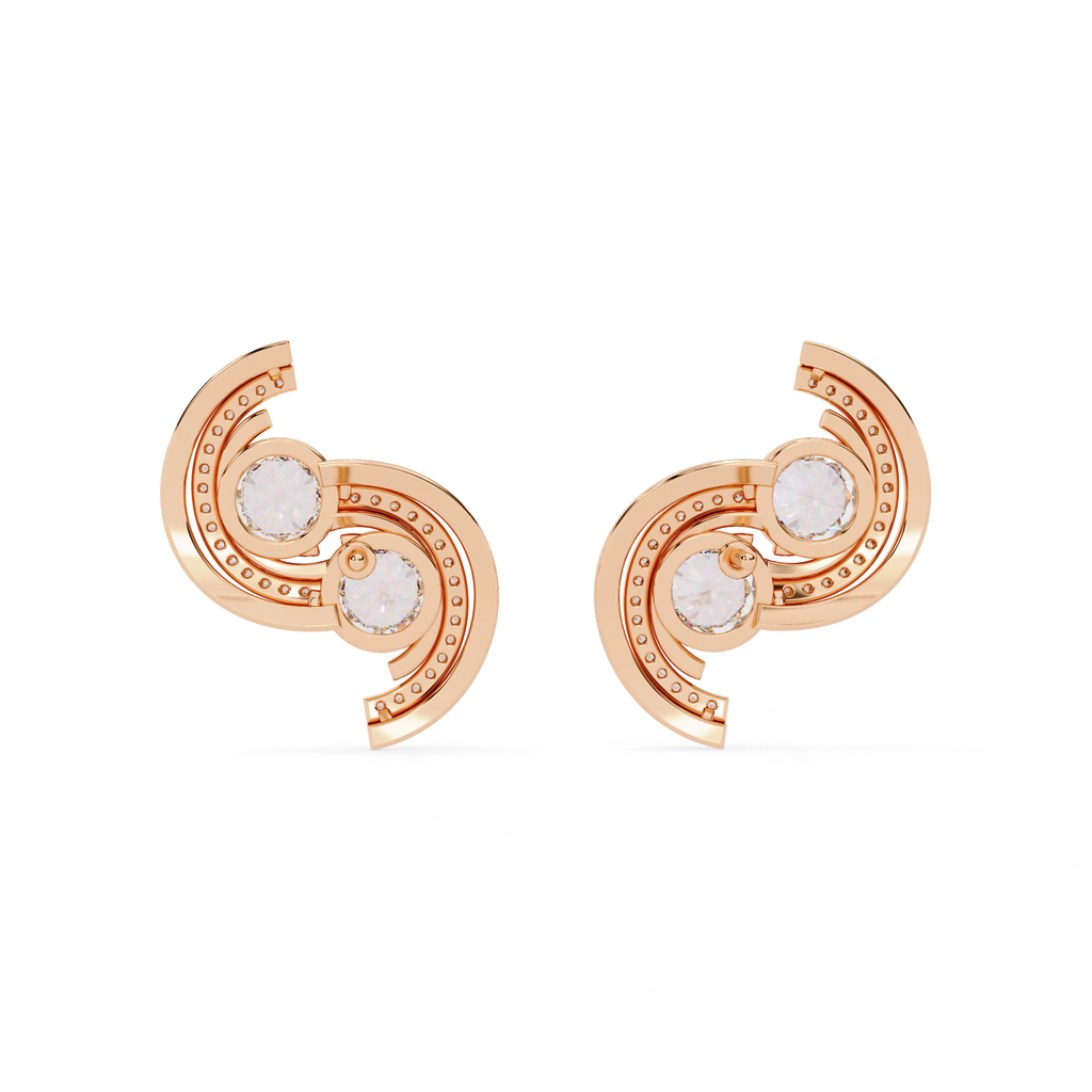 Swirl Diamond Stud Earrings