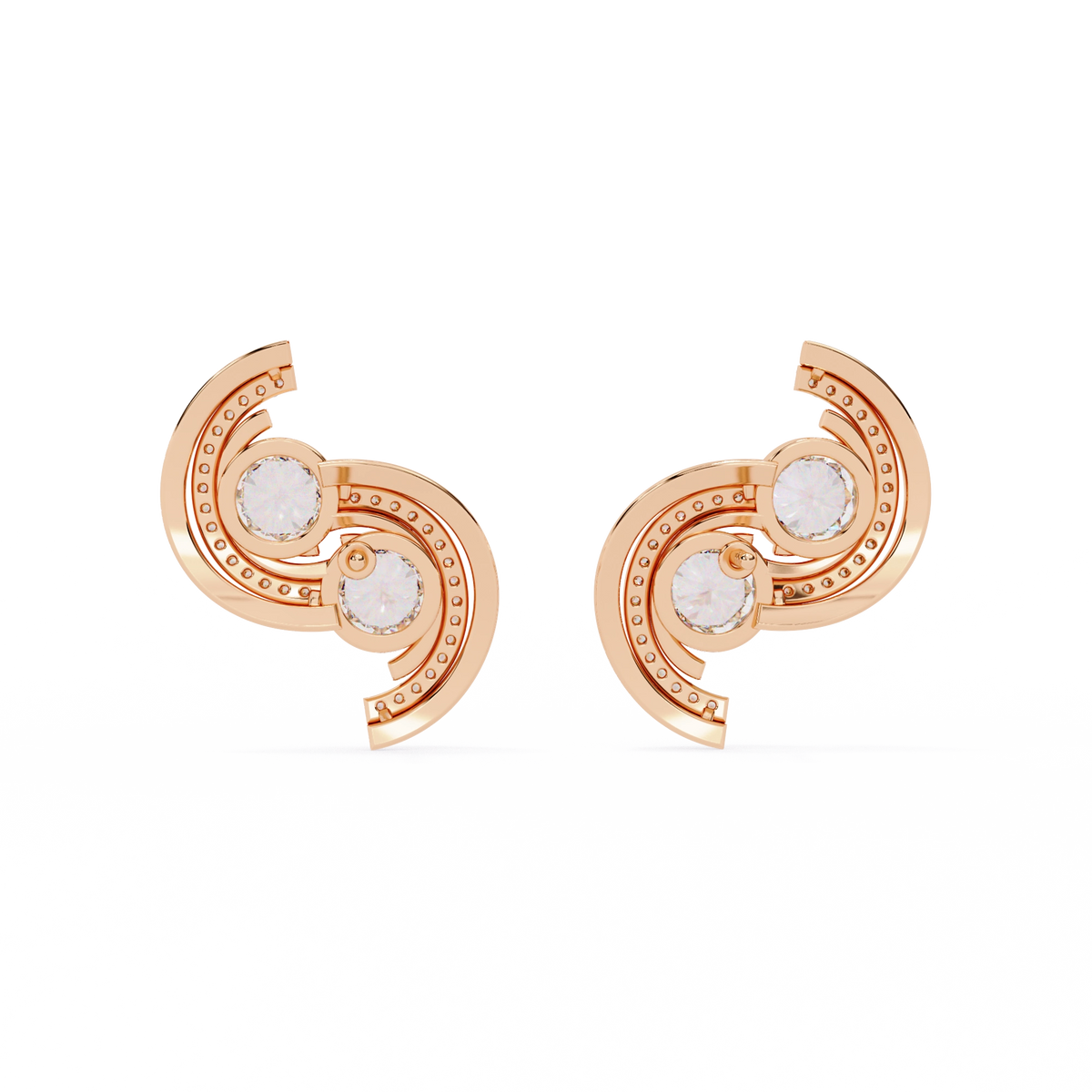 Swirl Diamond Stud Earrings