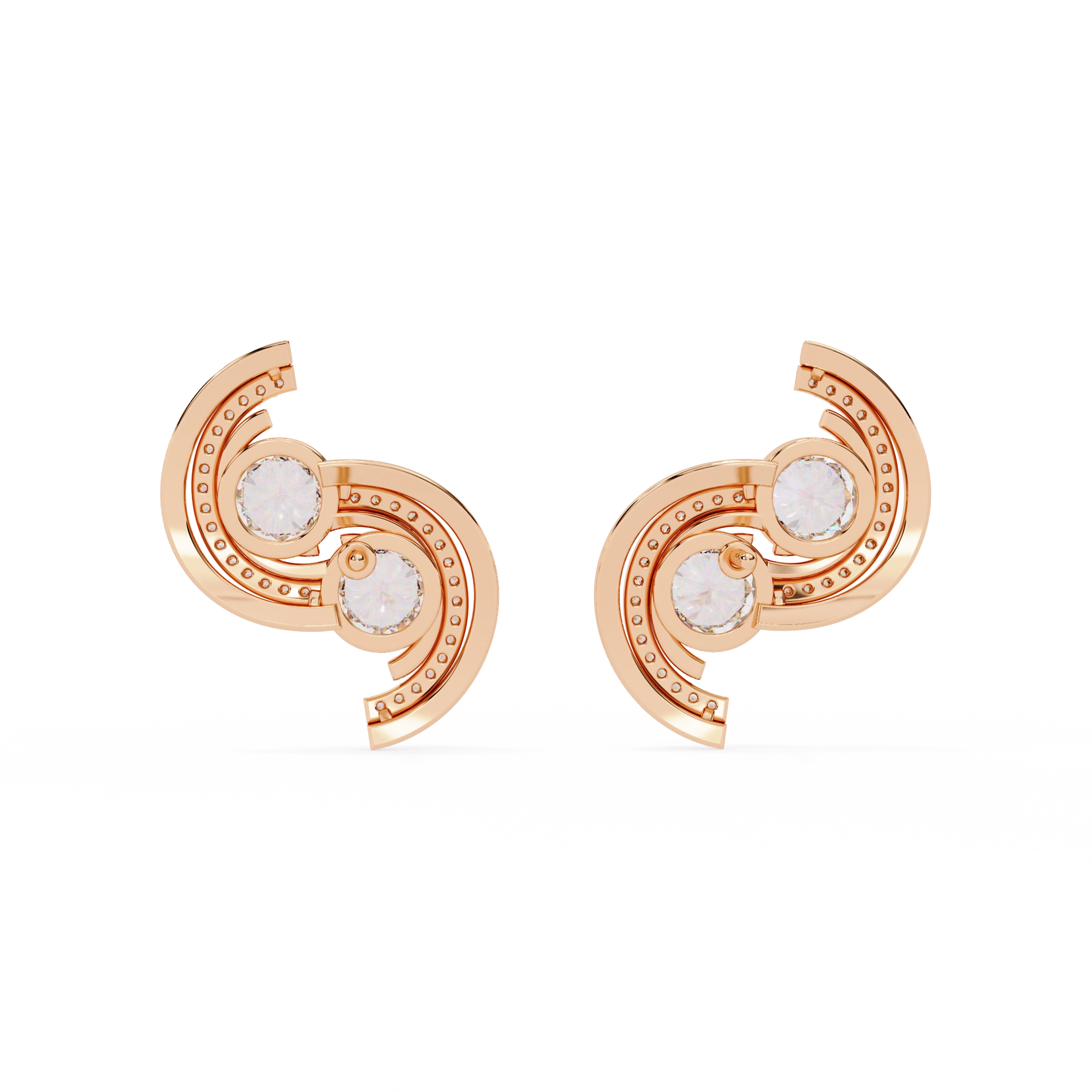 Swirl Diamond Stud Earrings