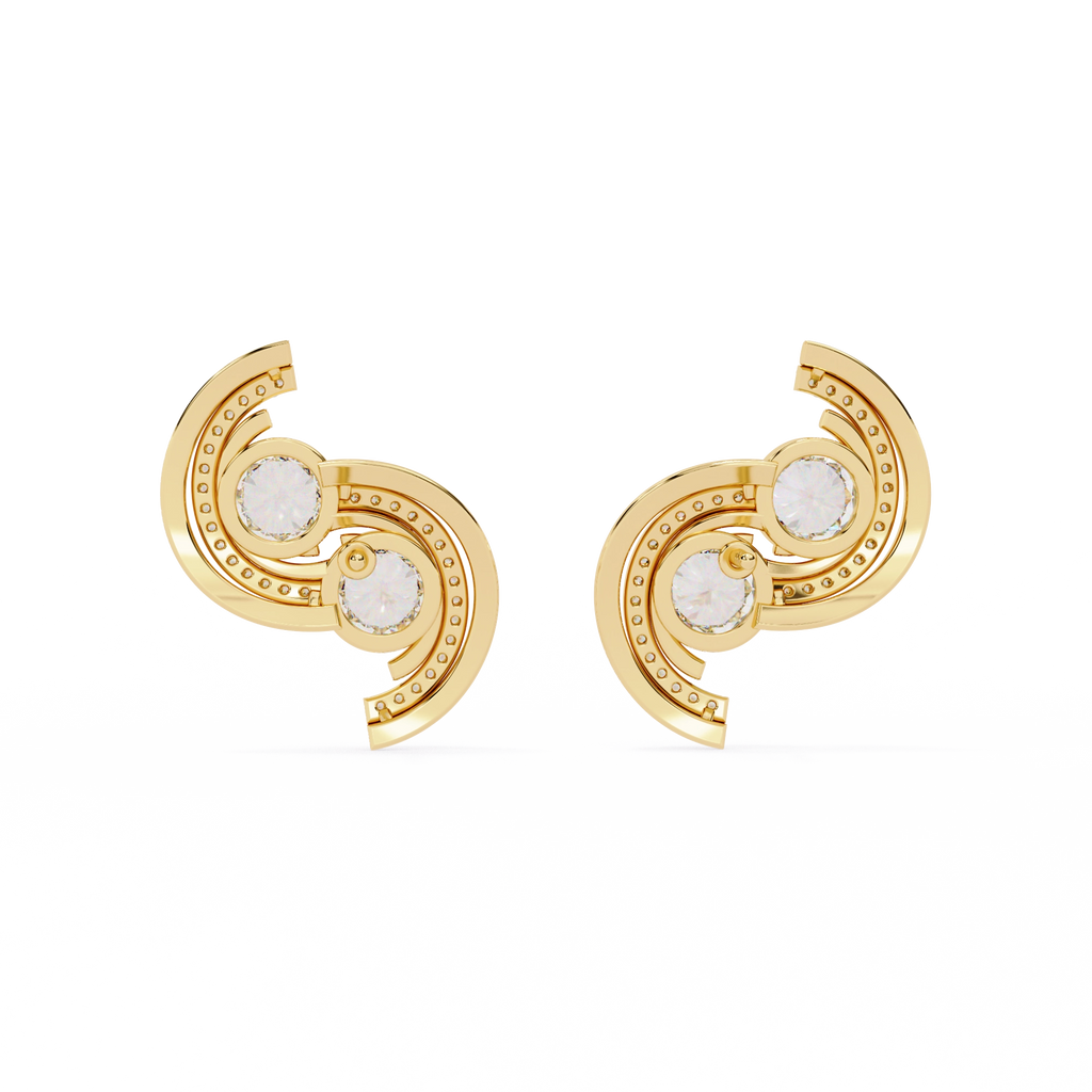 Swirl Diamond Stud Earrings