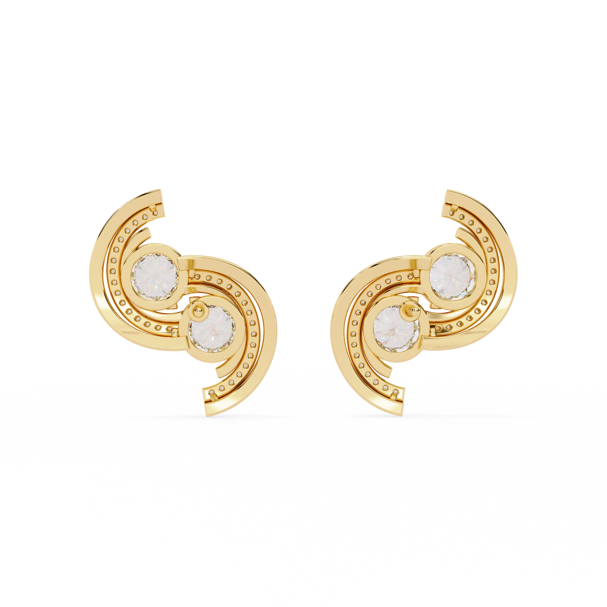 Swirl Diamond Stud Earrings