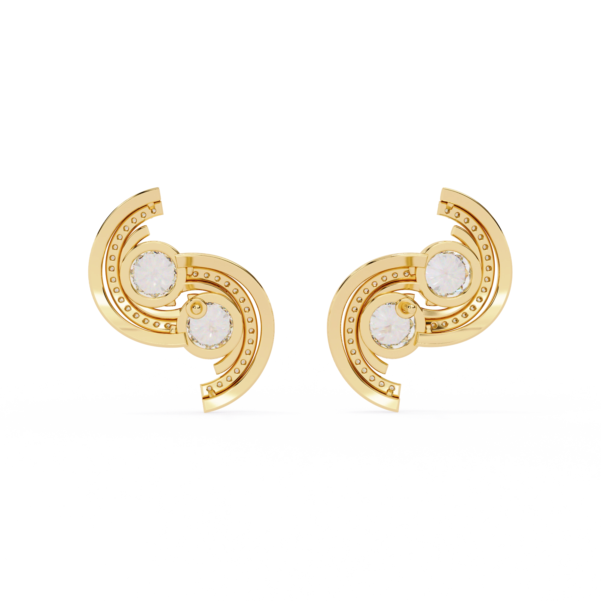 Swirl Diamond Stud Earrings