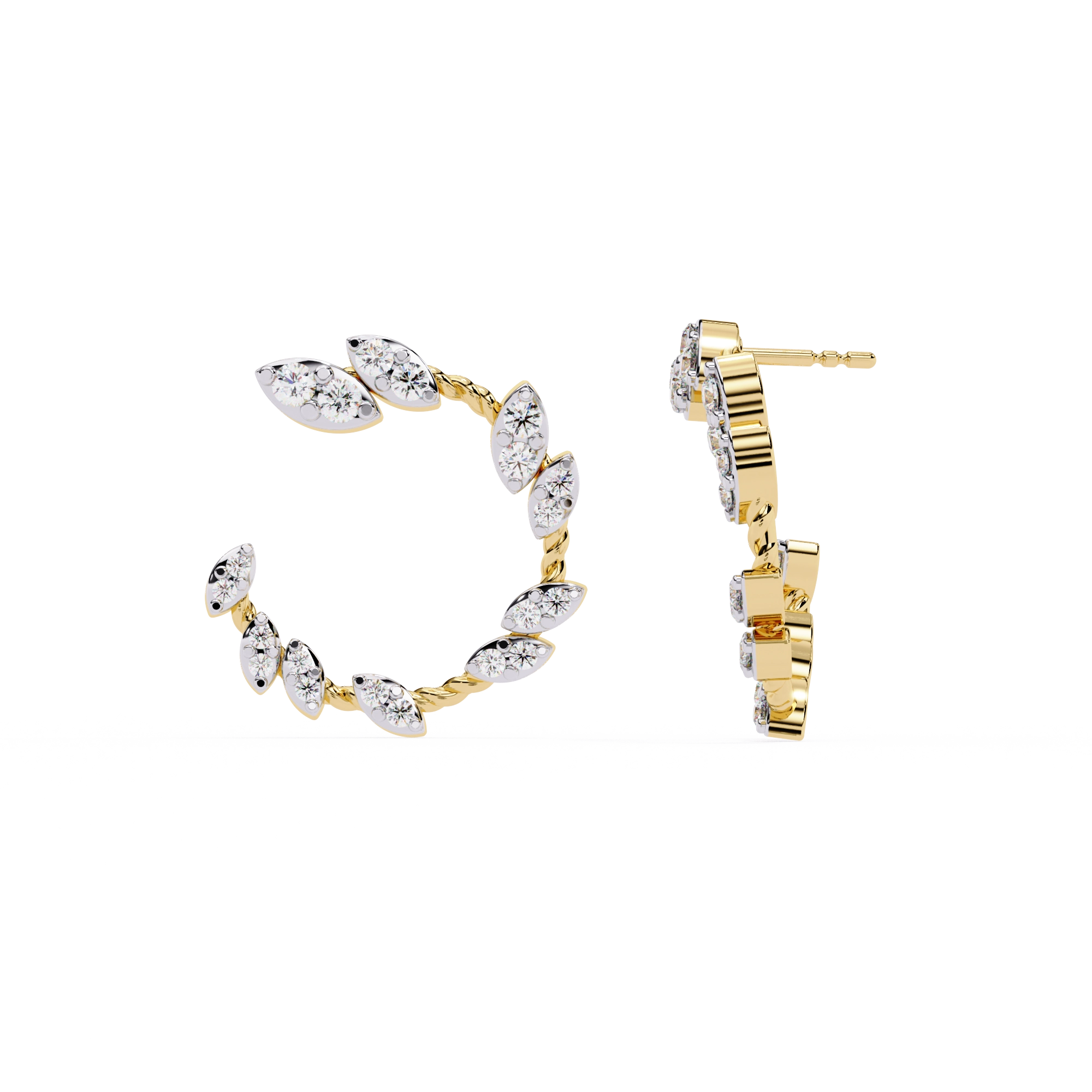 Marquise Diamond Hoop Earrings