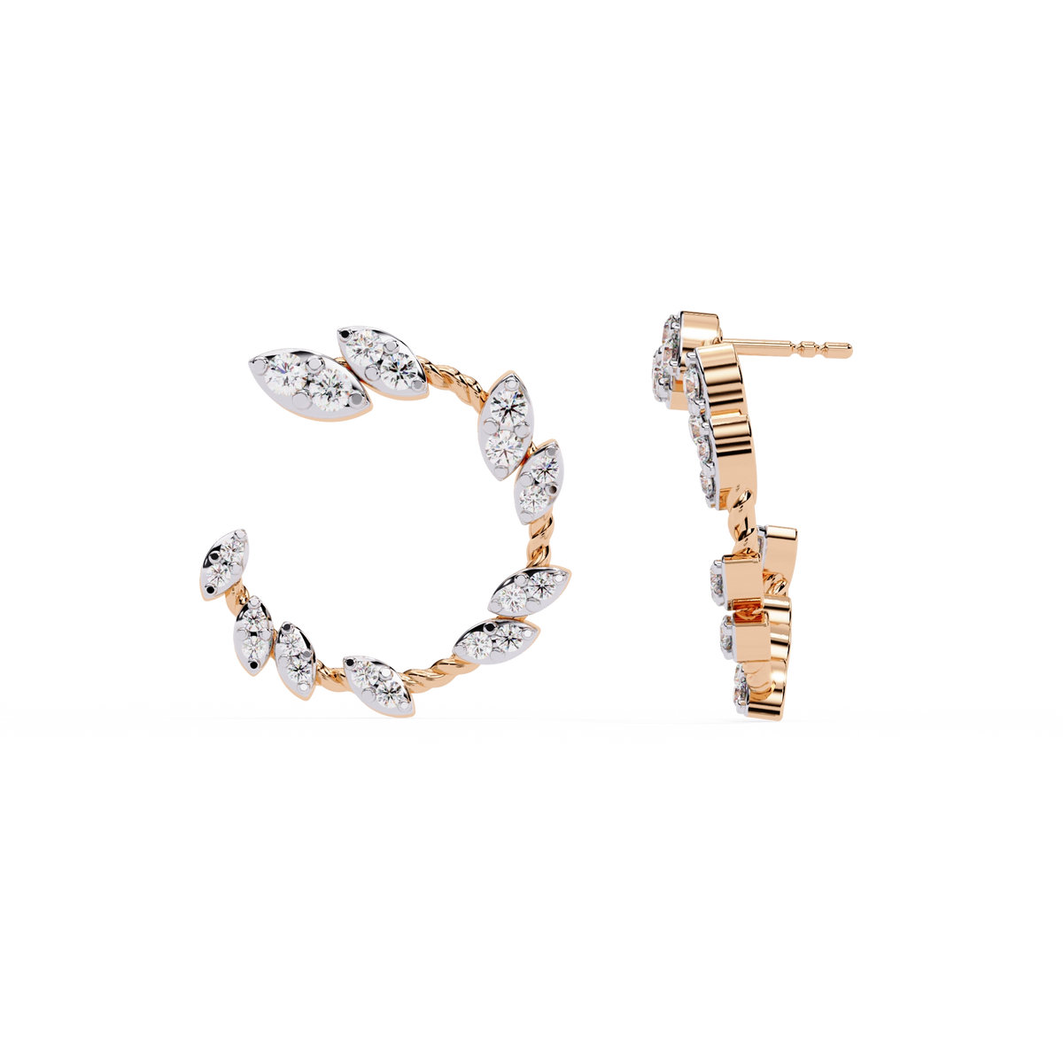 Marquise Diamond Hoop Earrings