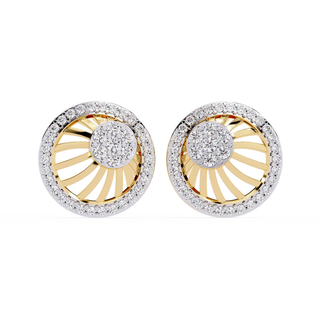 Sun Halo Diamond Stud Earrings