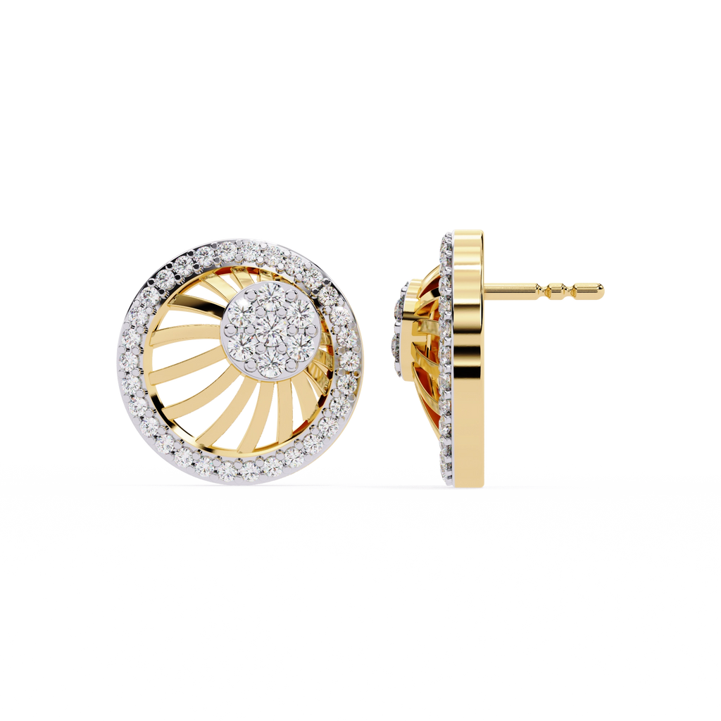 Sun Halo Diamond Stud Earrings