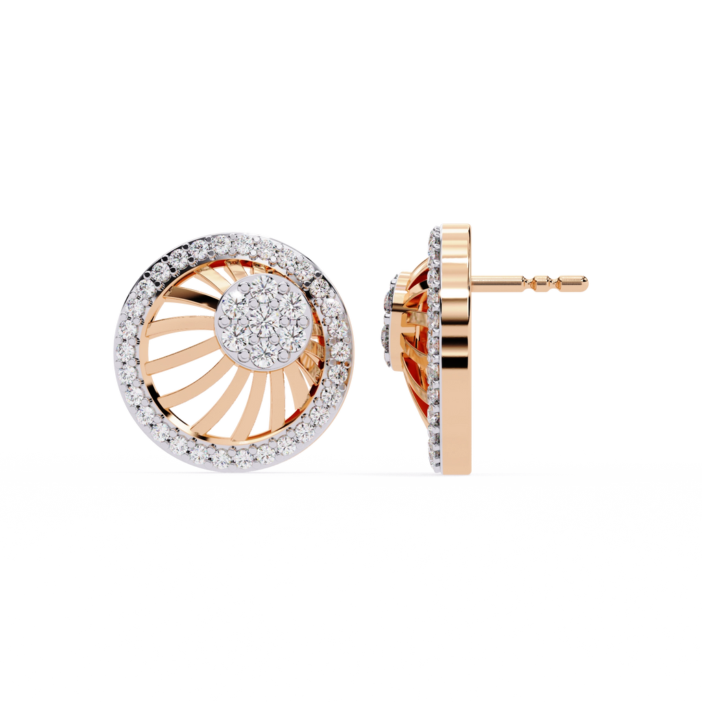 Sun Halo Diamond Stud Earrings