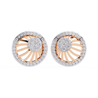 Sun Halo Diamond Stud Earrings