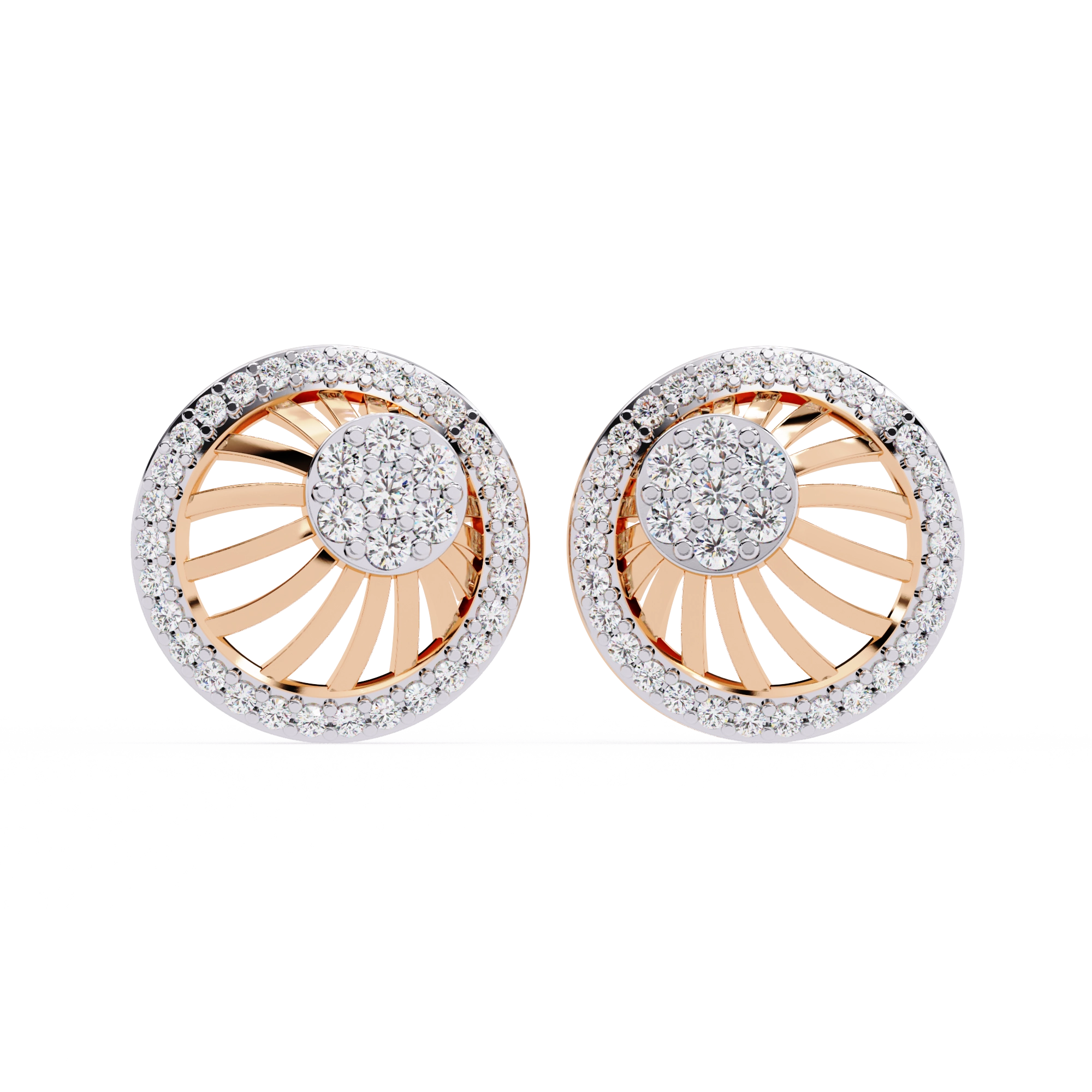 Sun Halo Diamond Stud Earrings