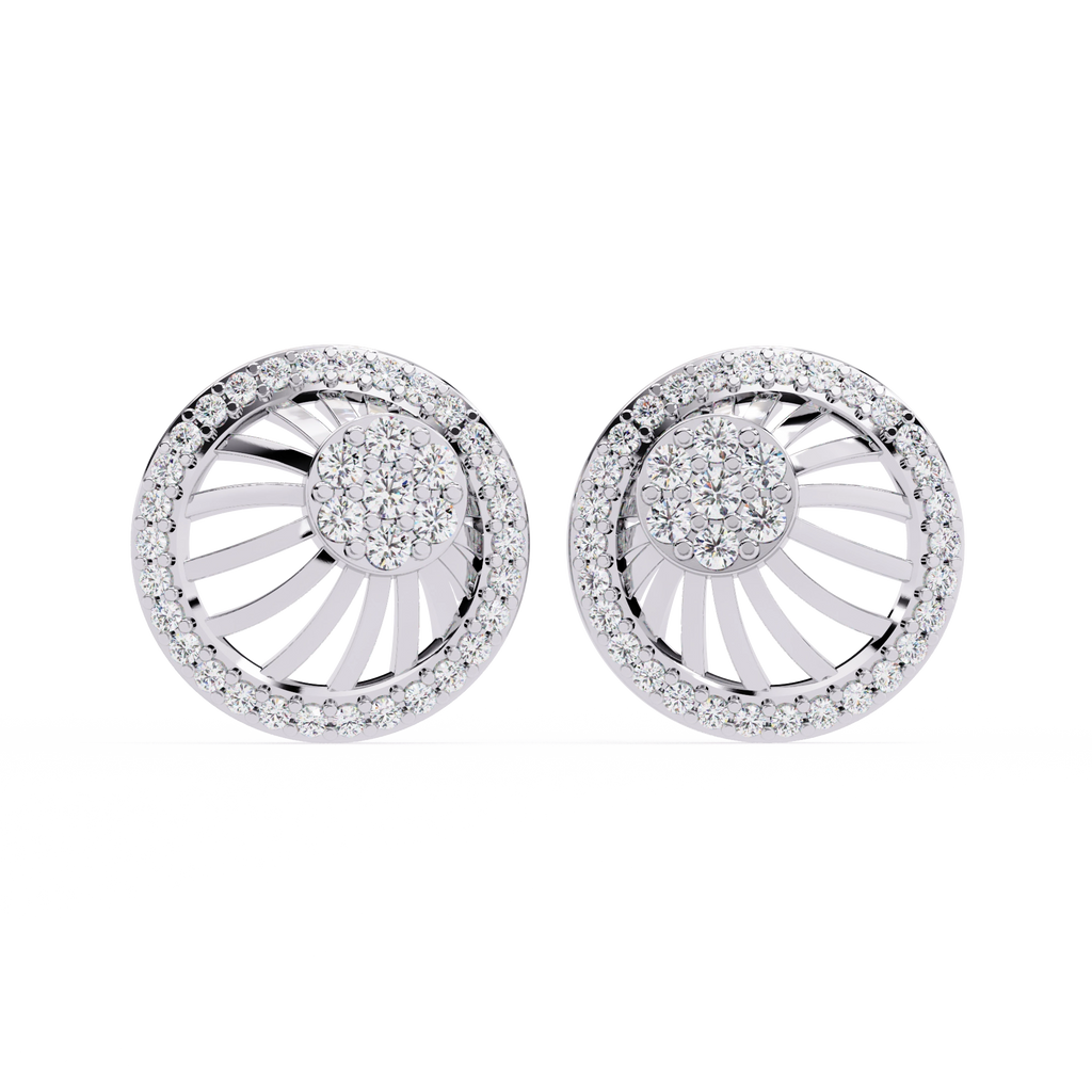 Sun Halo Diamond Stud Earrings