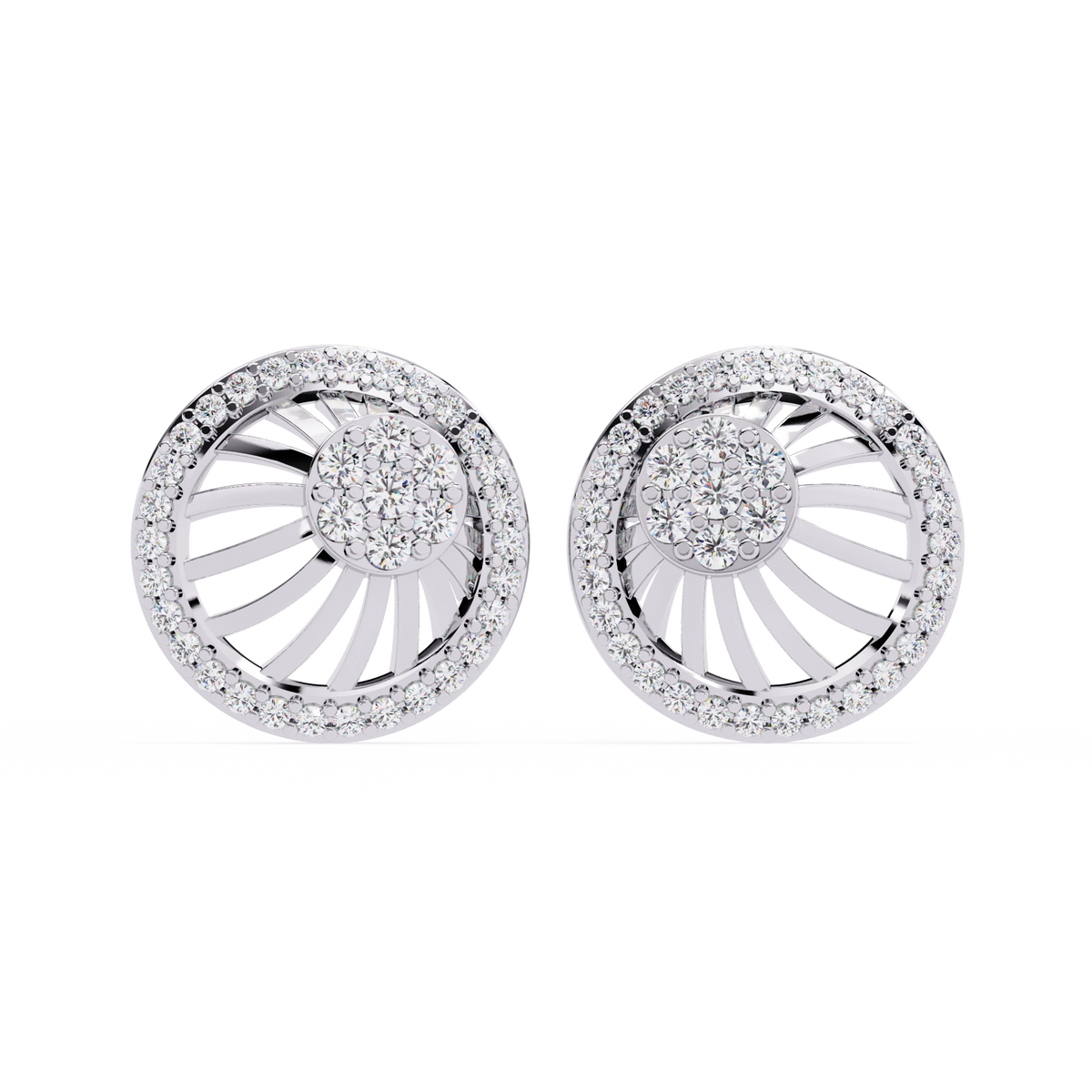Sun Halo Diamond Stud Earrings