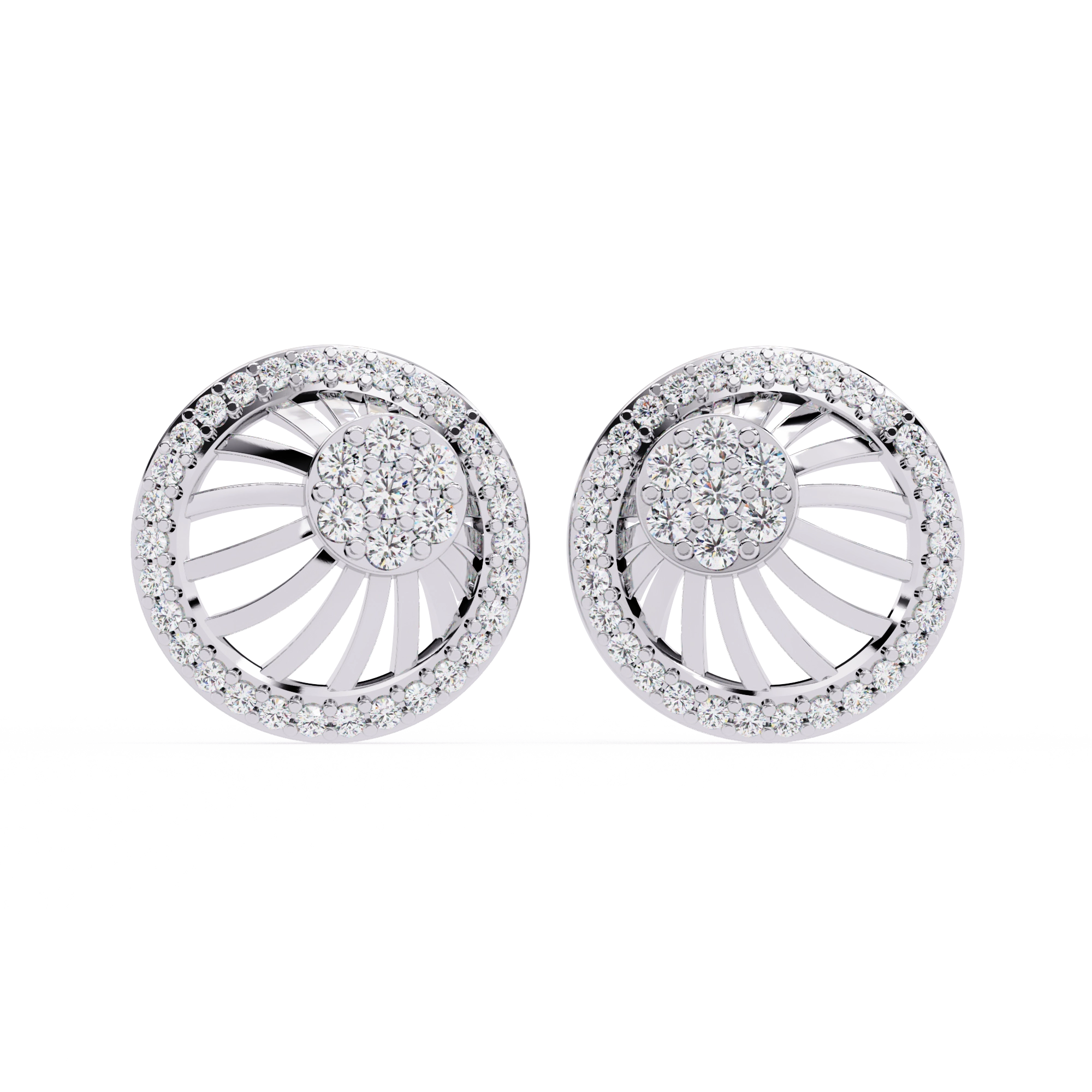 Sun Halo Diamond Stud Earrings