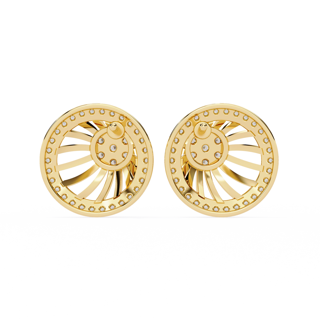 Sun Halo Diamond Stud Earrings