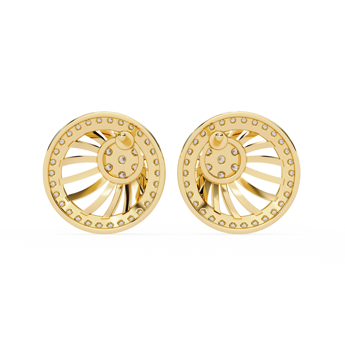 Sun Halo Diamond Stud Earrings