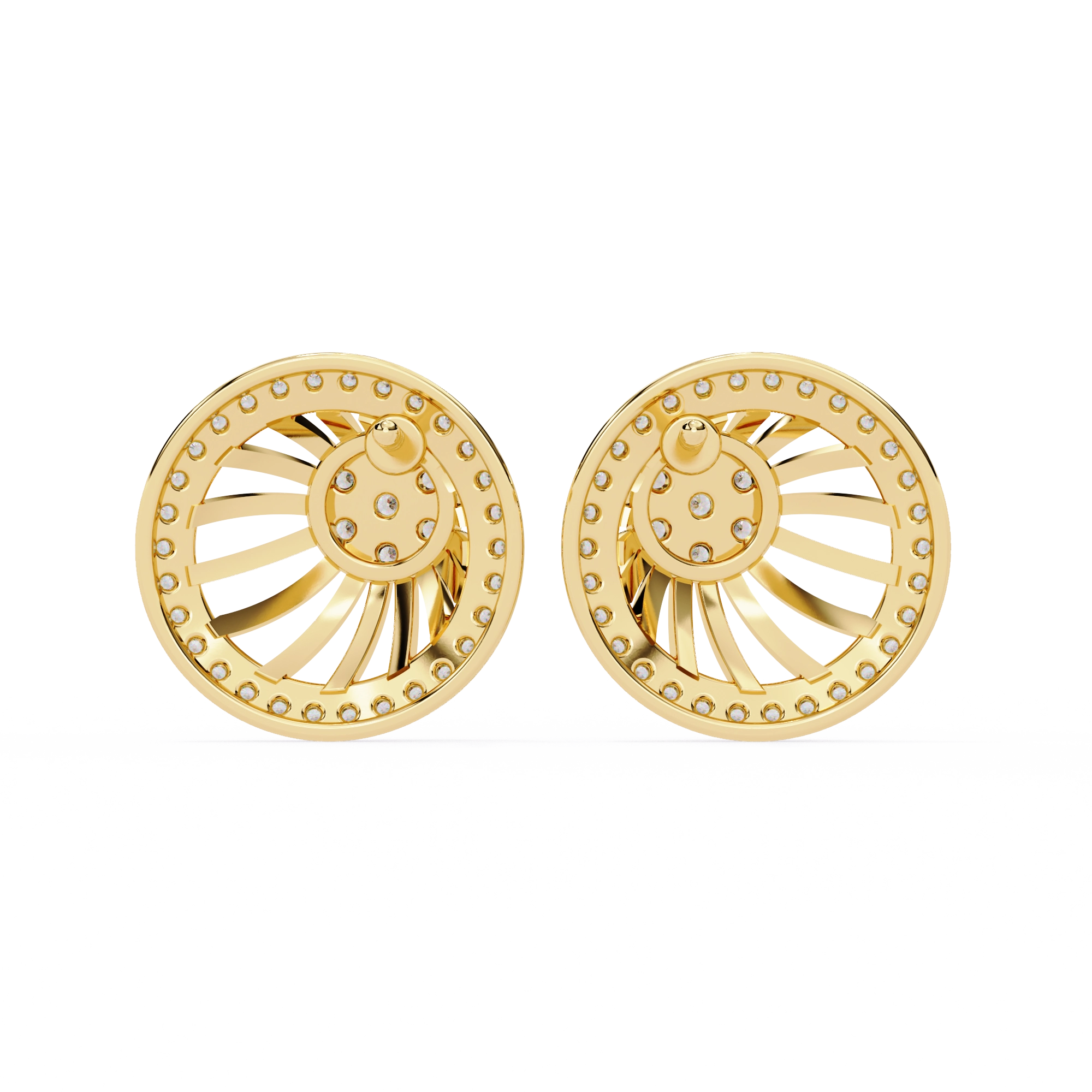 Sun Halo Diamond Stud Earrings