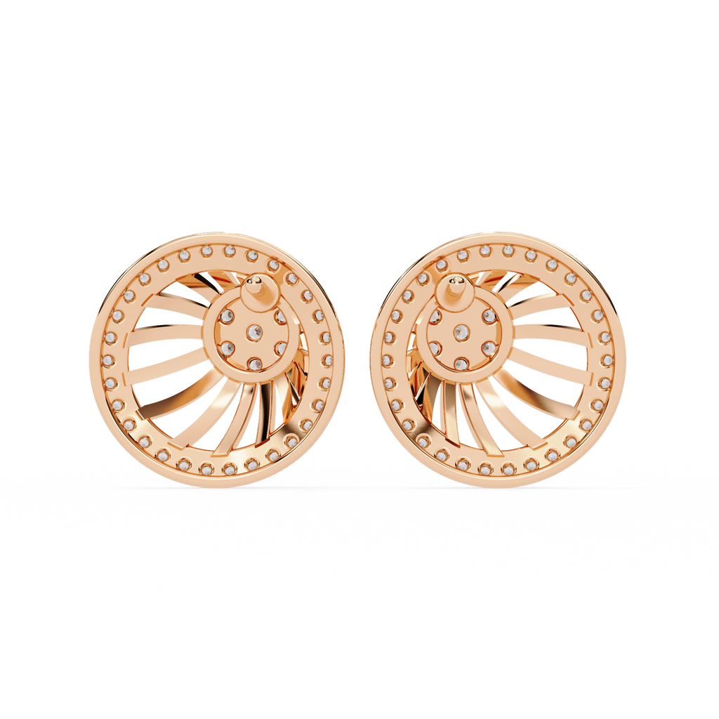 Sun Halo Diamond Stud Earrings