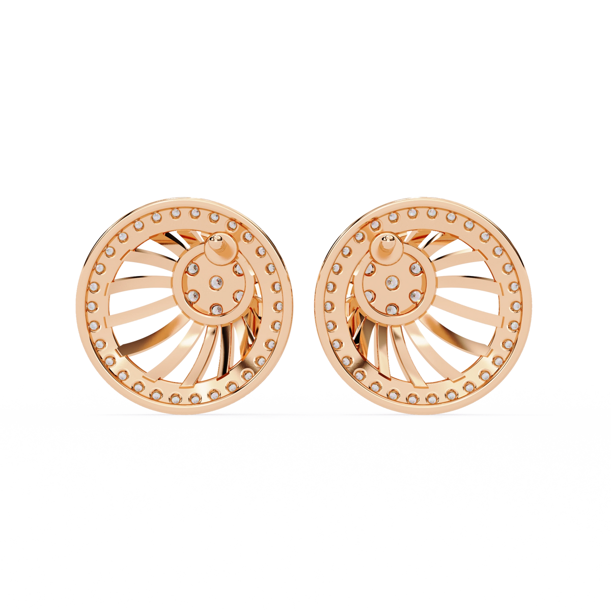 Sun Halo Diamond Stud Earrings