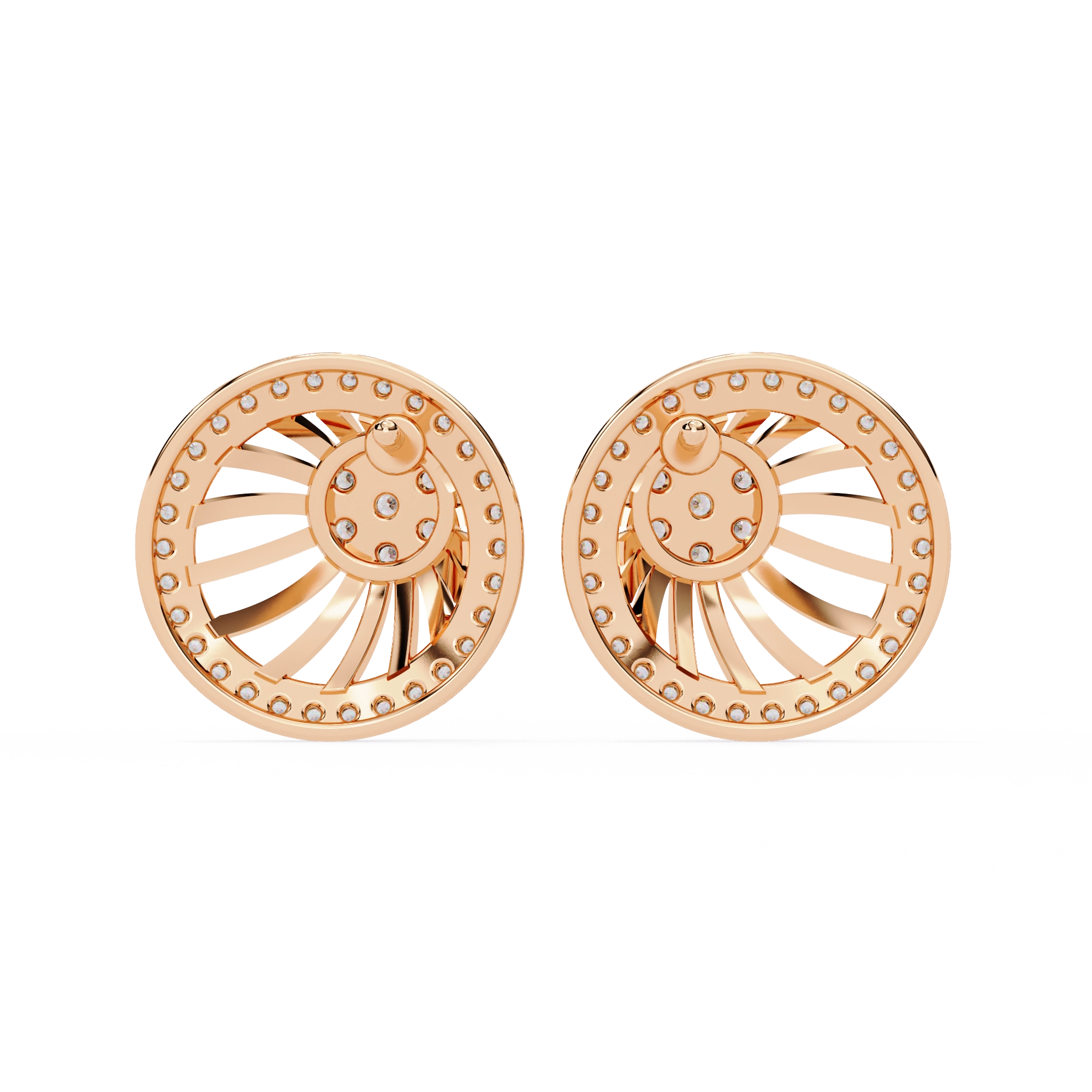 Sun Halo Diamond Stud Earrings