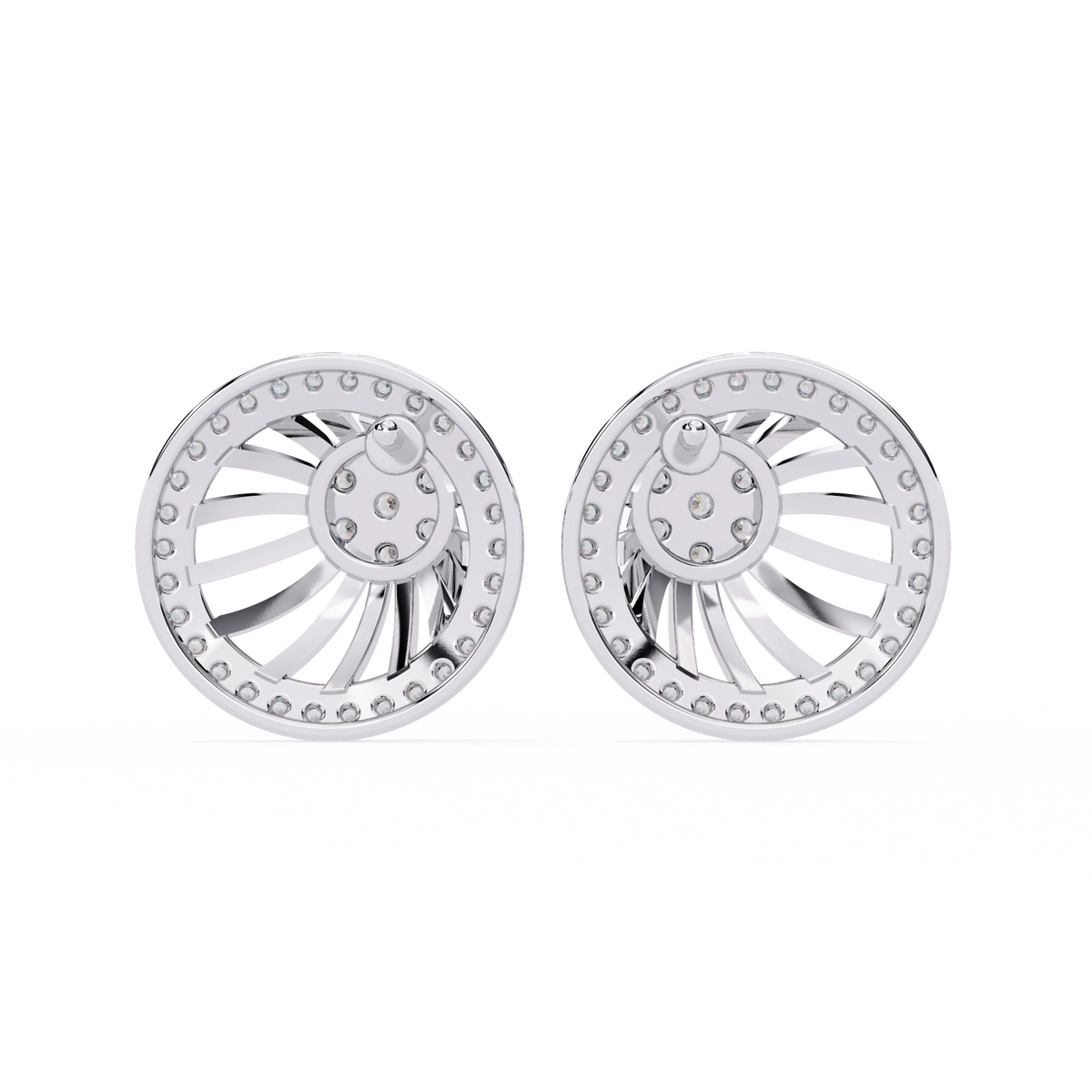 Sun Halo Diamond Stud Earrings