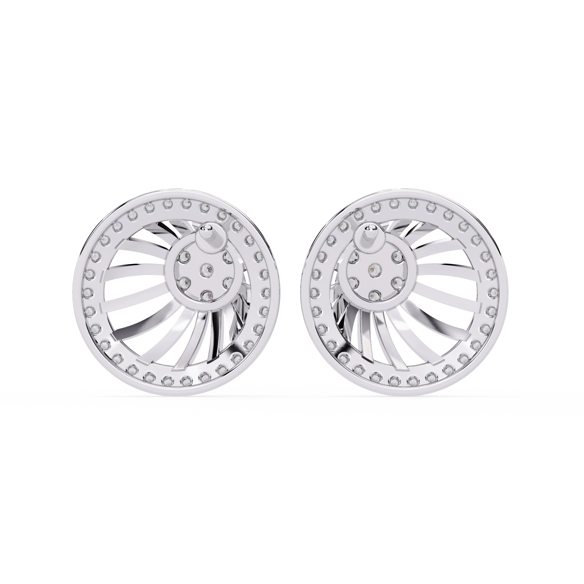 Sun Halo Diamond Stud Earrings