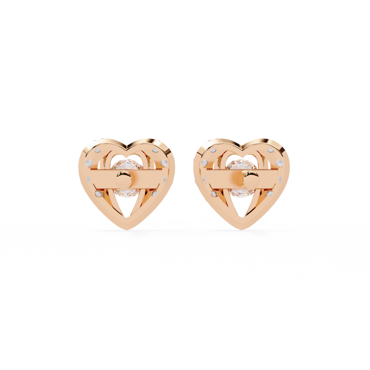 Heart Diamond Stud Earrings