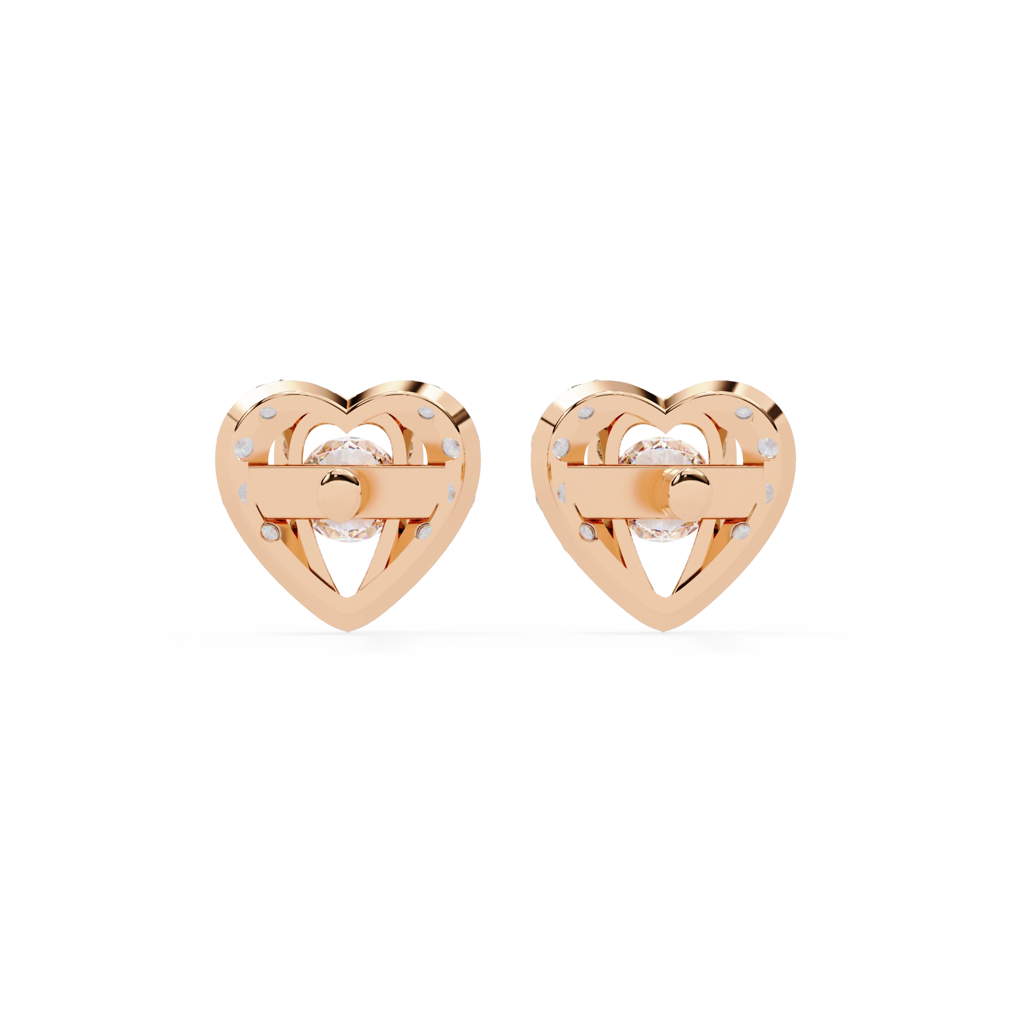 Heart Diamond Stud Earrings