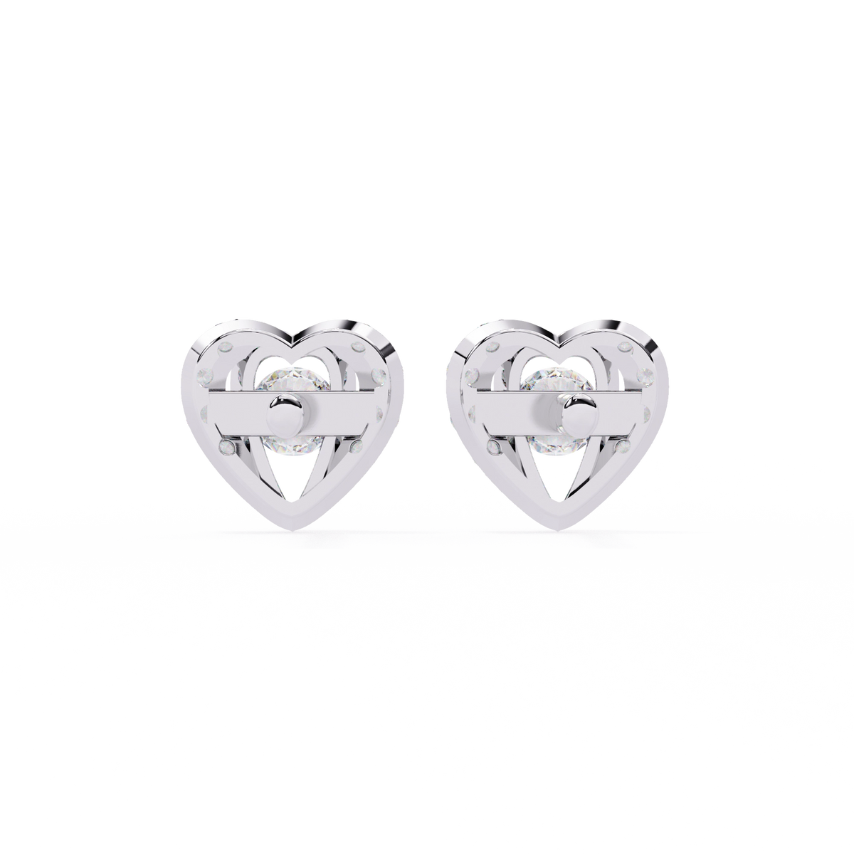 Heart Diamond Stud Earrings