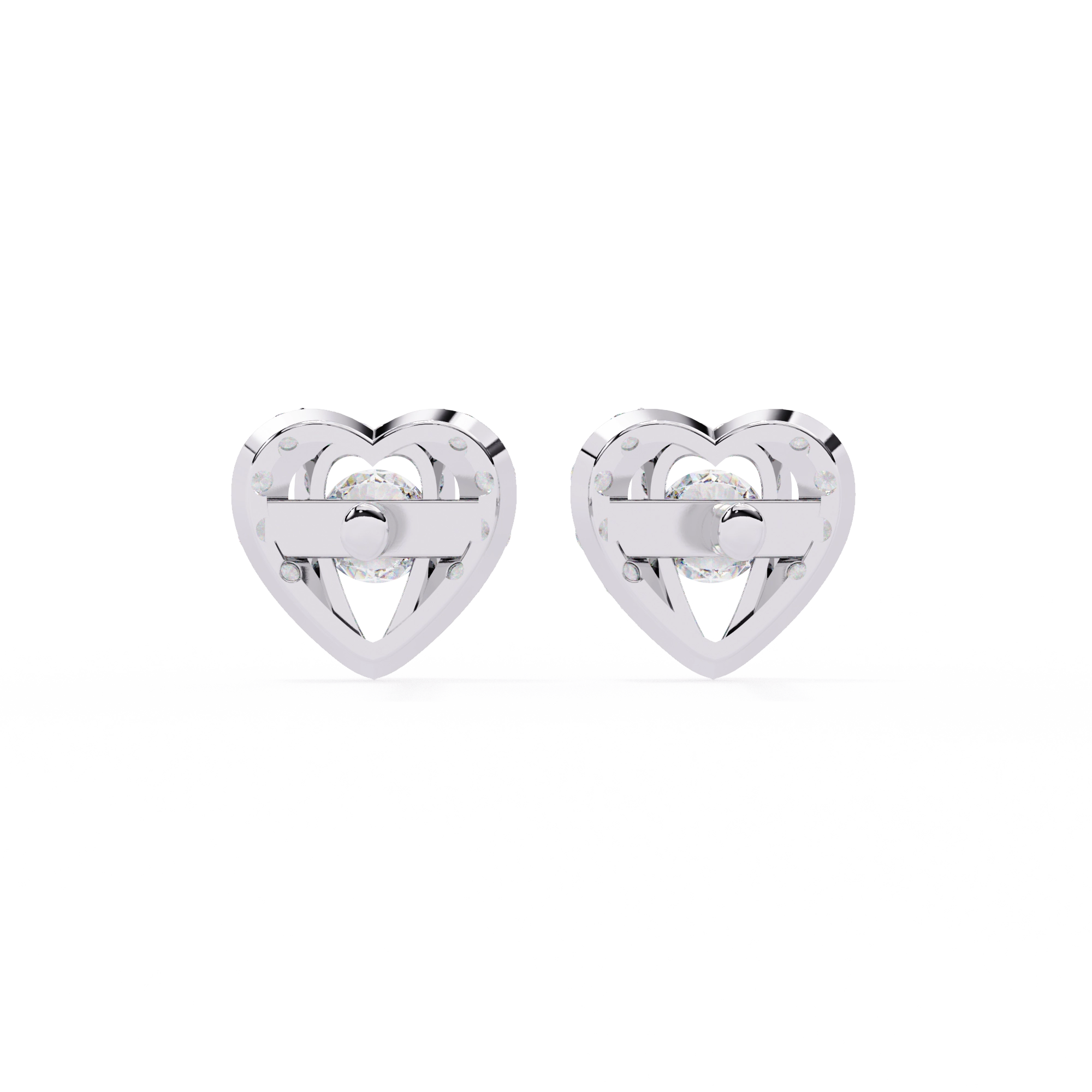 Heart Diamond Stud Earrings