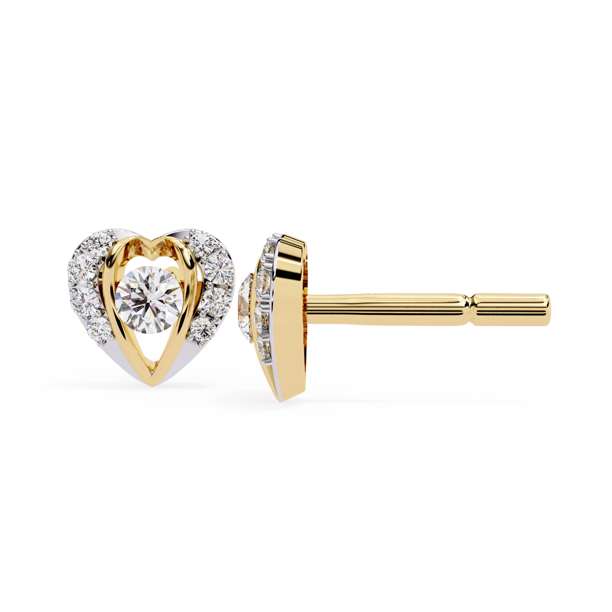 Heart Diamond Stud Earrings