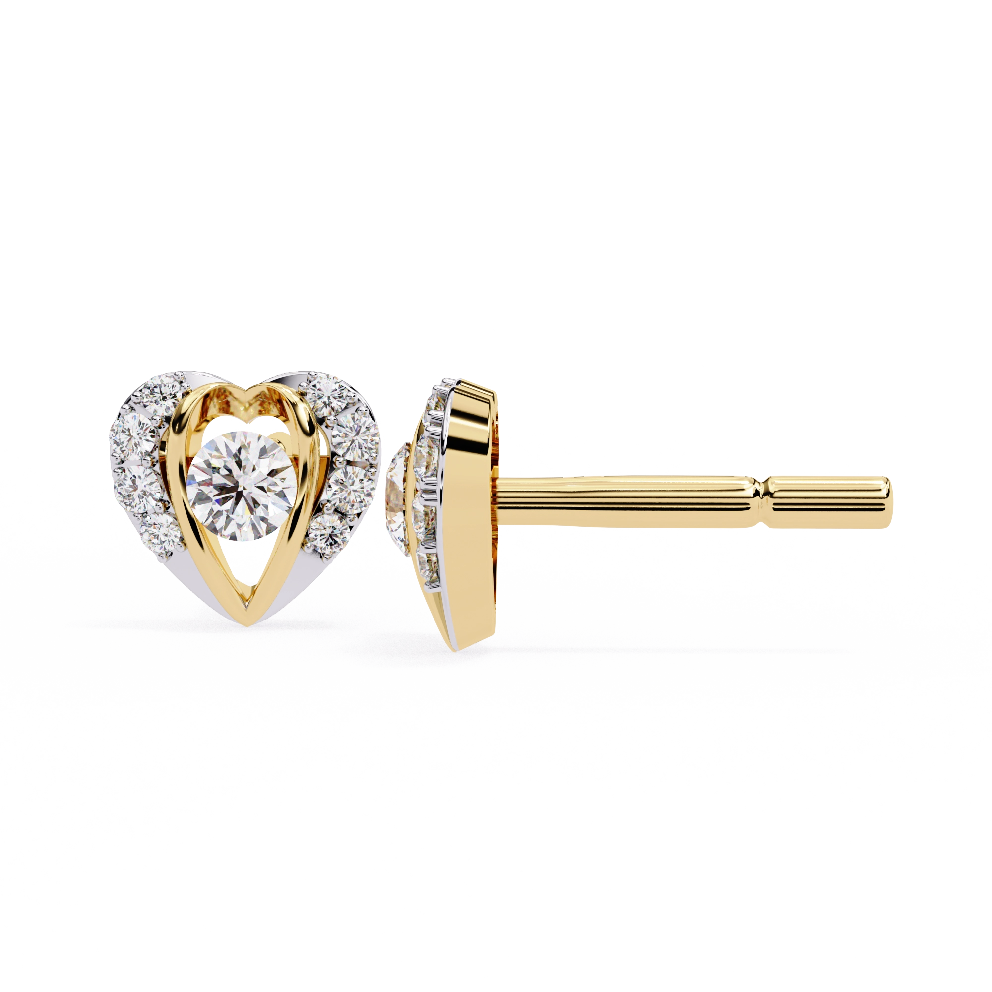 Heart Diamond Stud Earrings