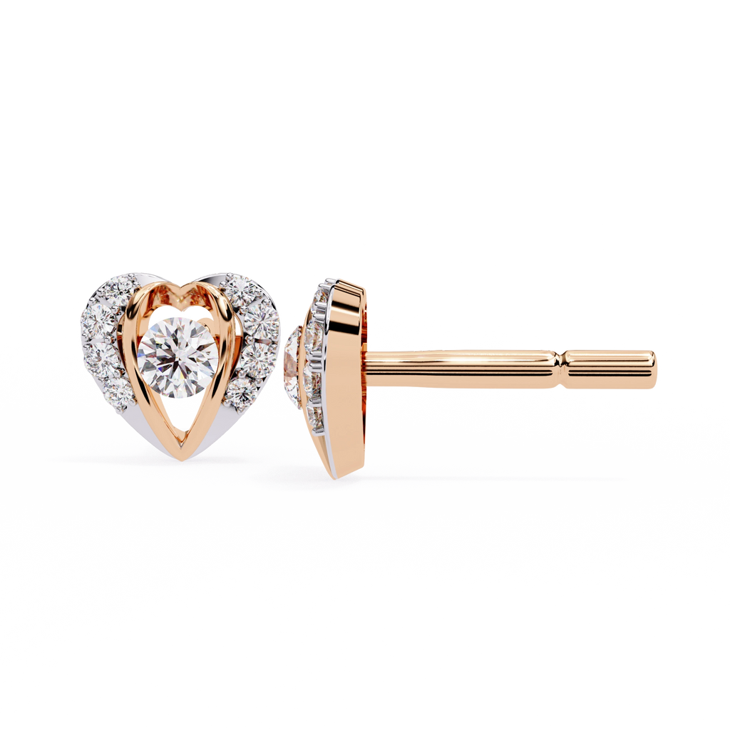 Heart Diamond Stud Earrings