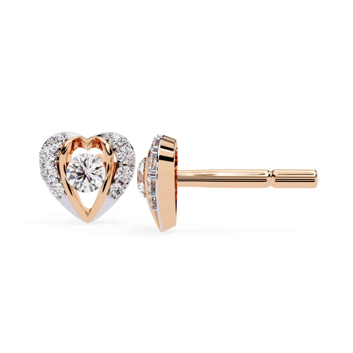 Heart Diamond Stud Earrings