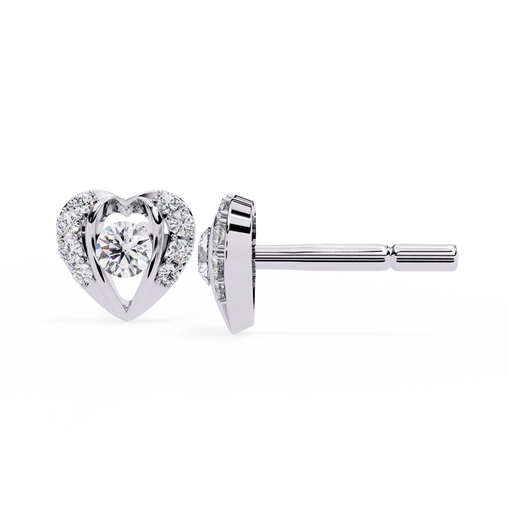 Heart Diamond Stud Earrings