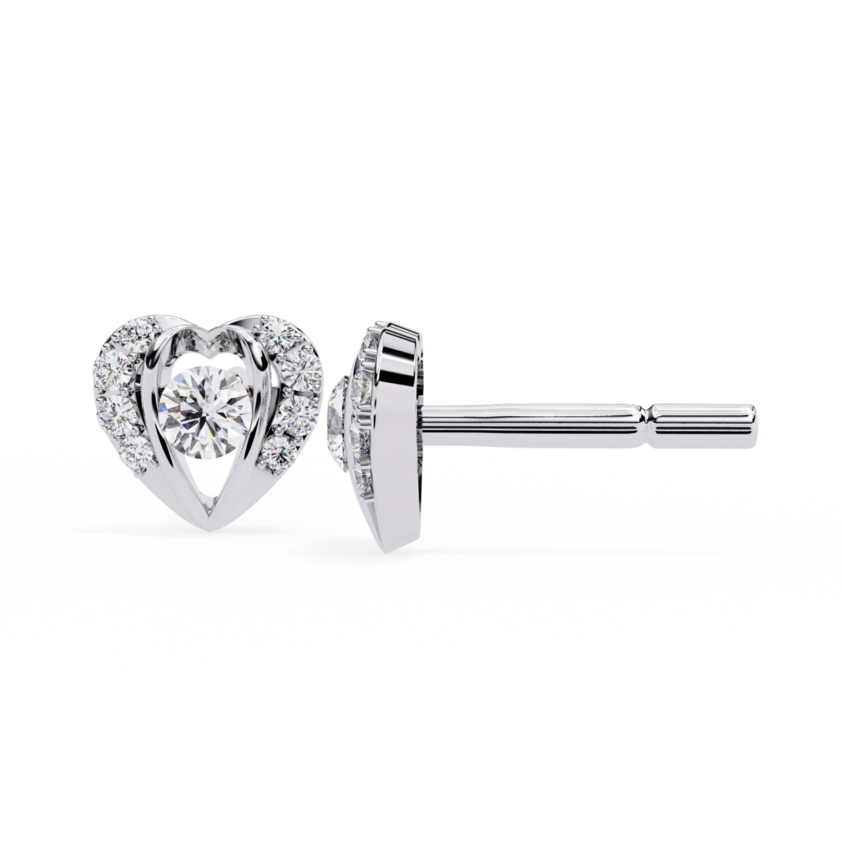 Heart Diamond Stud Earrings