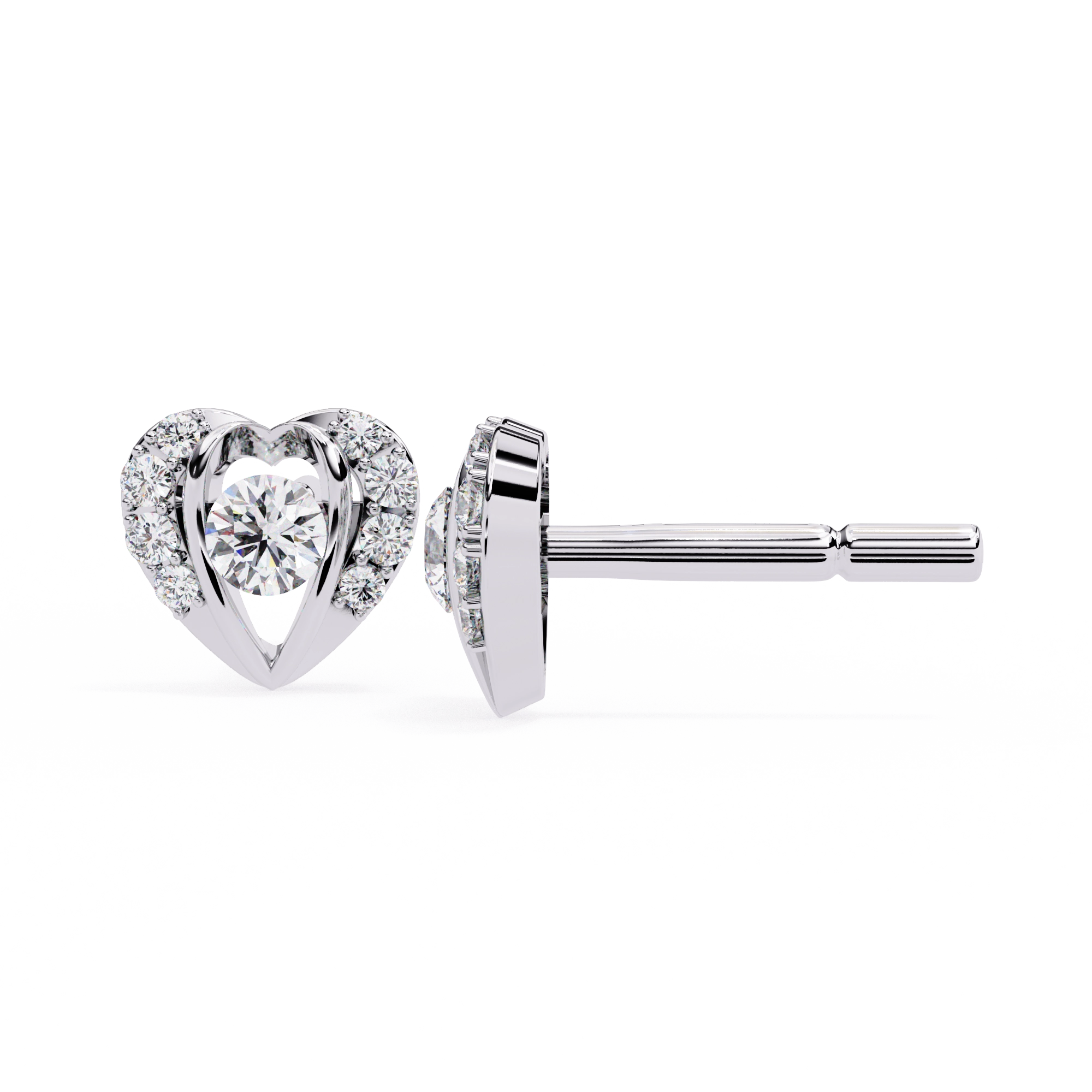 Heart Diamond Stud Earrings