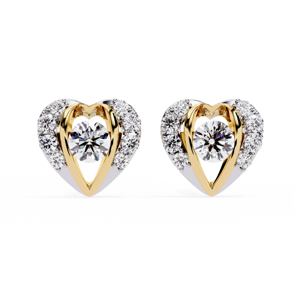 Heart Diamond Stud Earrings