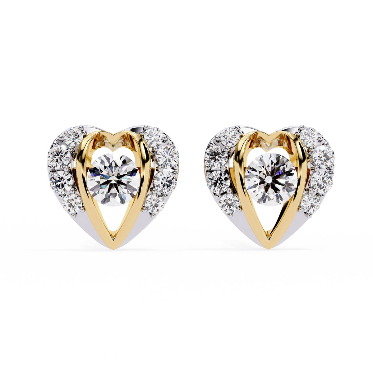Heart Diamond Stud Earrings
