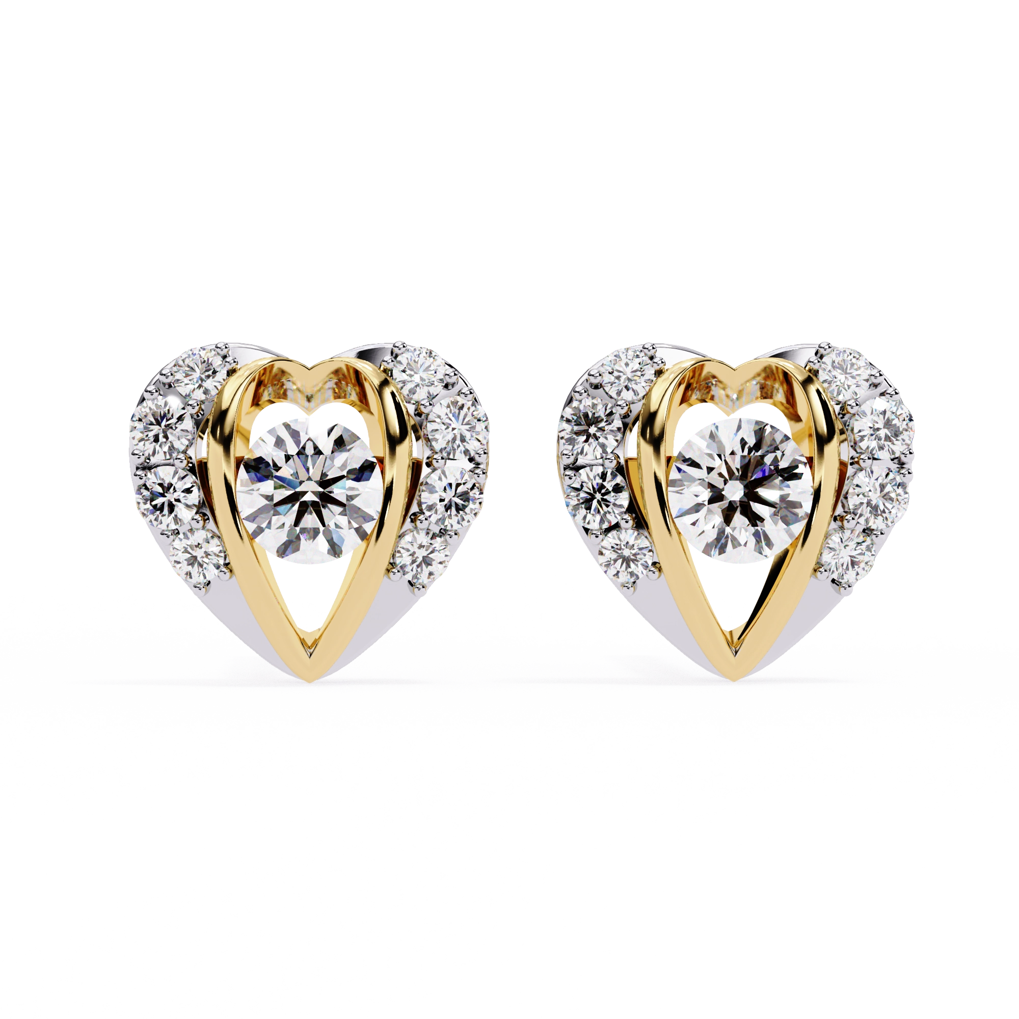 Heart Diamond Stud Earrings