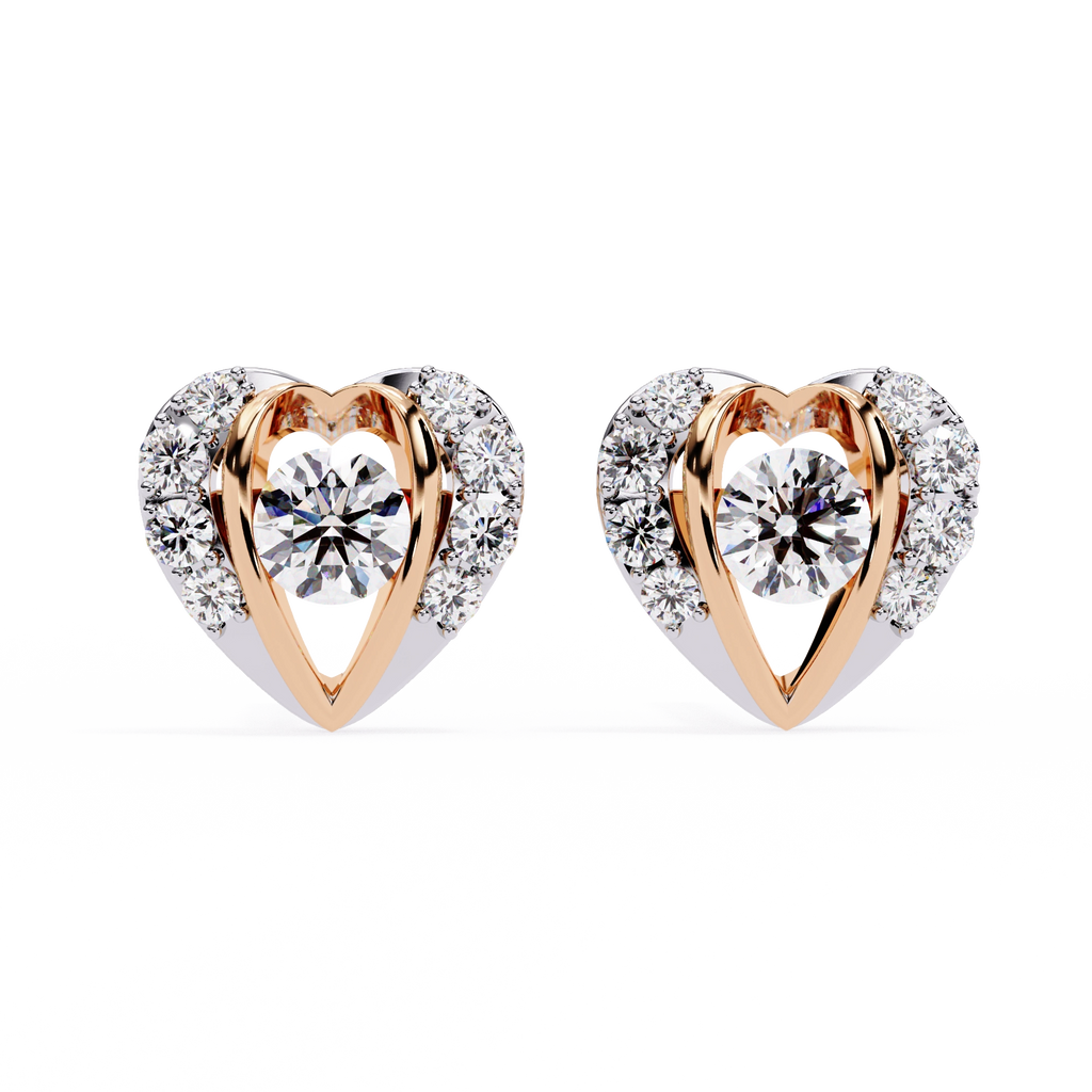 Heart Diamond Stud Earrings