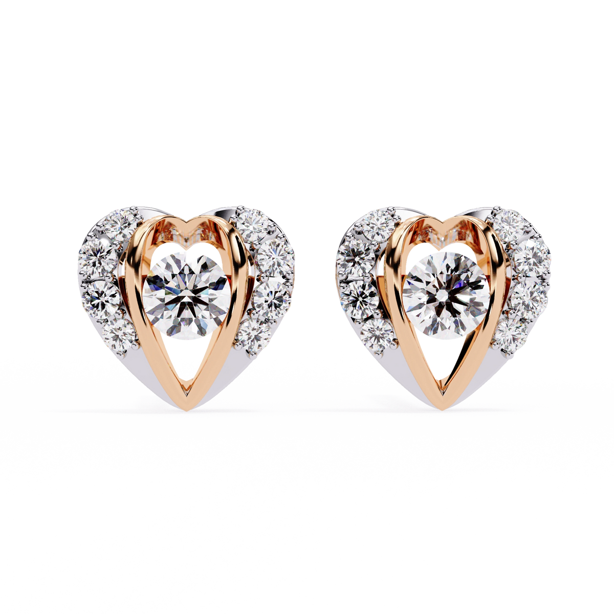 Heart Diamond Stud Earrings